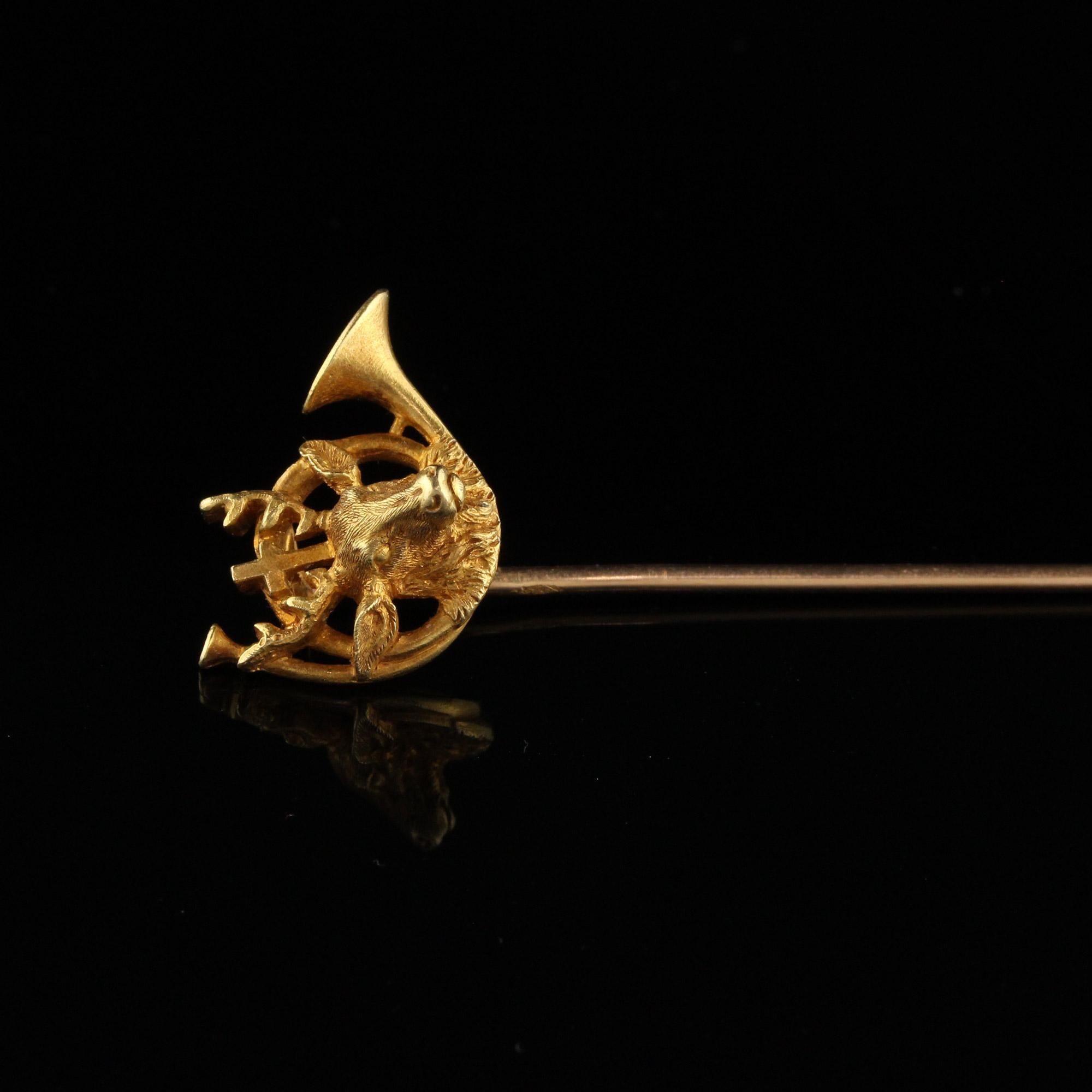 Antique French Art Nouveau 18 Karat Yellow Gold Plisson et Hartz Stick Pin In Good Condition In Great Neck, NY