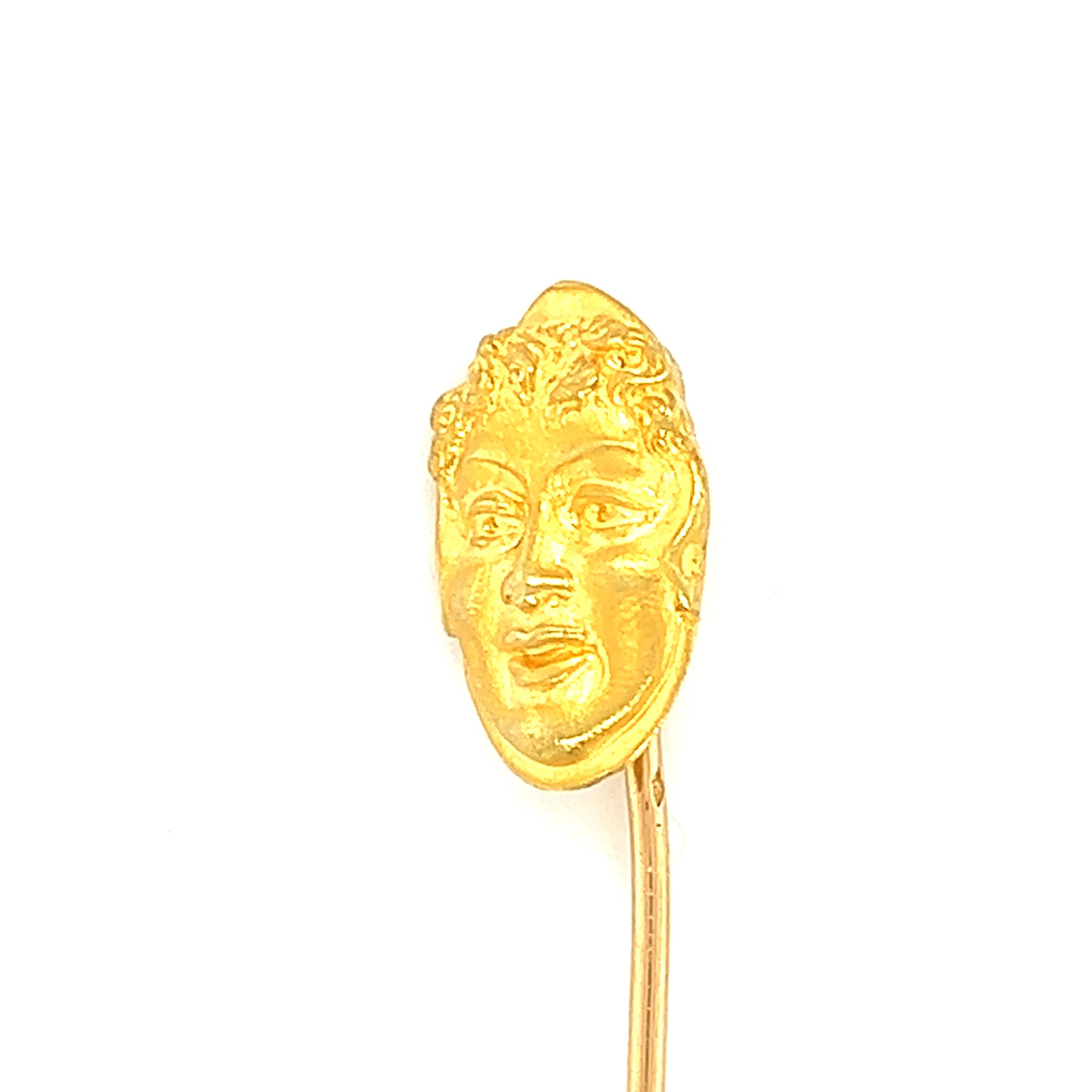 Women's or Men's Antique French Art Nouveau 18K Yellow Gold Plisson et Hartz Stick Pin
