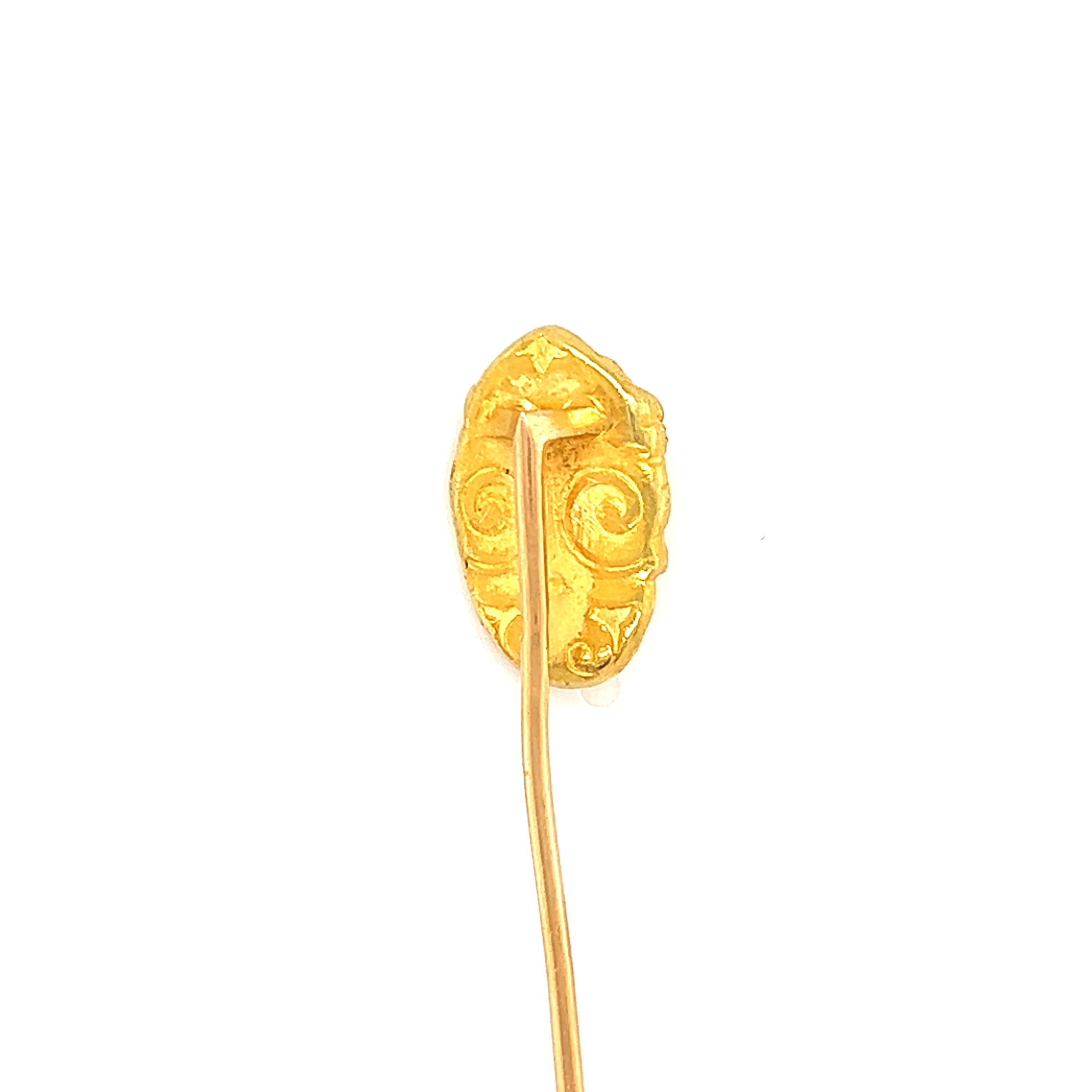 Antique French Art Nouveau 18K Yellow Gold Plisson et Hartz Stick Pin 1