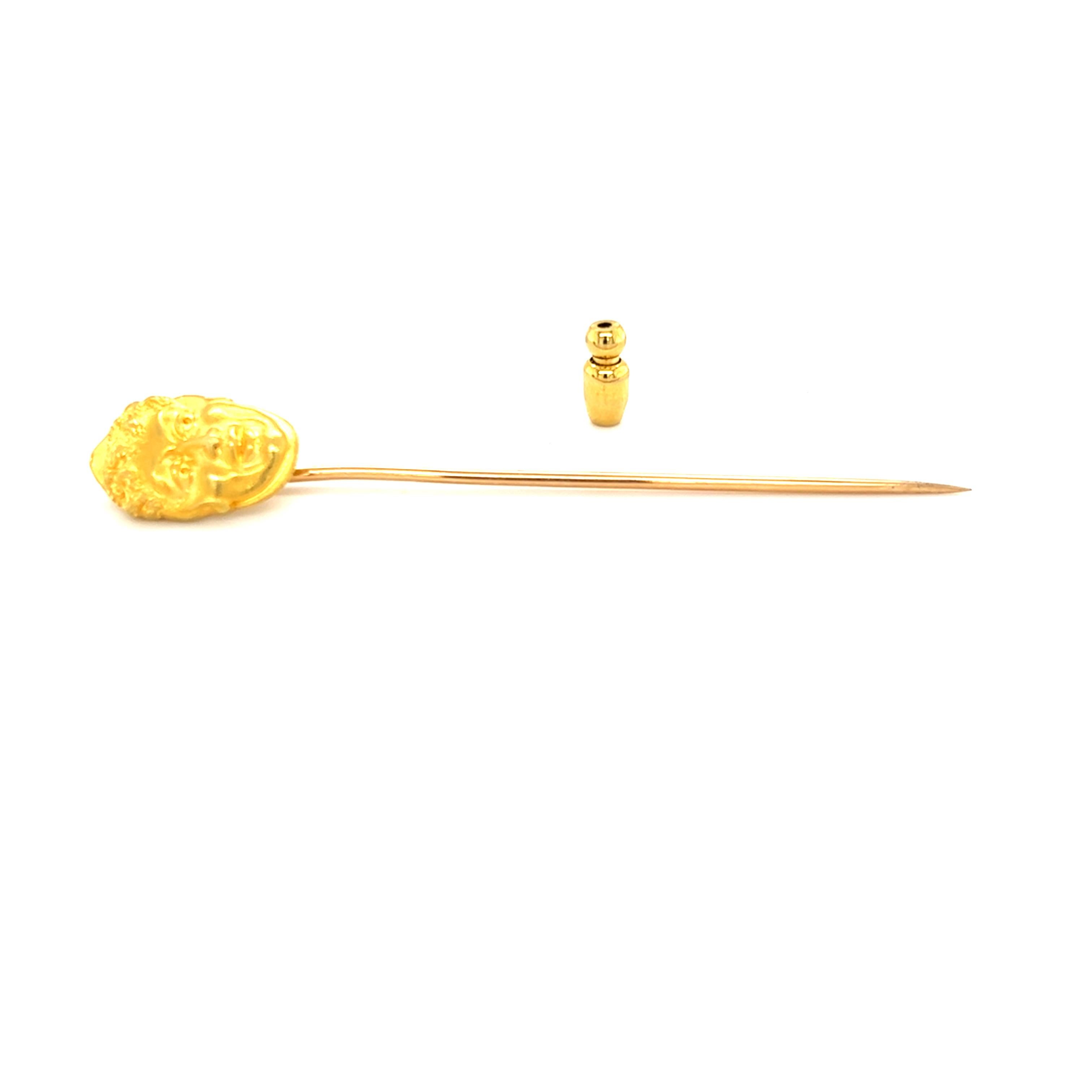 Antique French Art Nouveau 18K Yellow Gold Plisson et Hartz Stick Pin 2