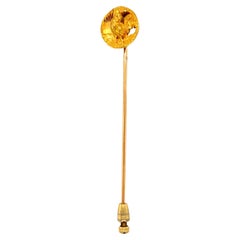 Antique French Art Nouveau 18K Yellow Gold Plisson Et Hartz Stick Pin