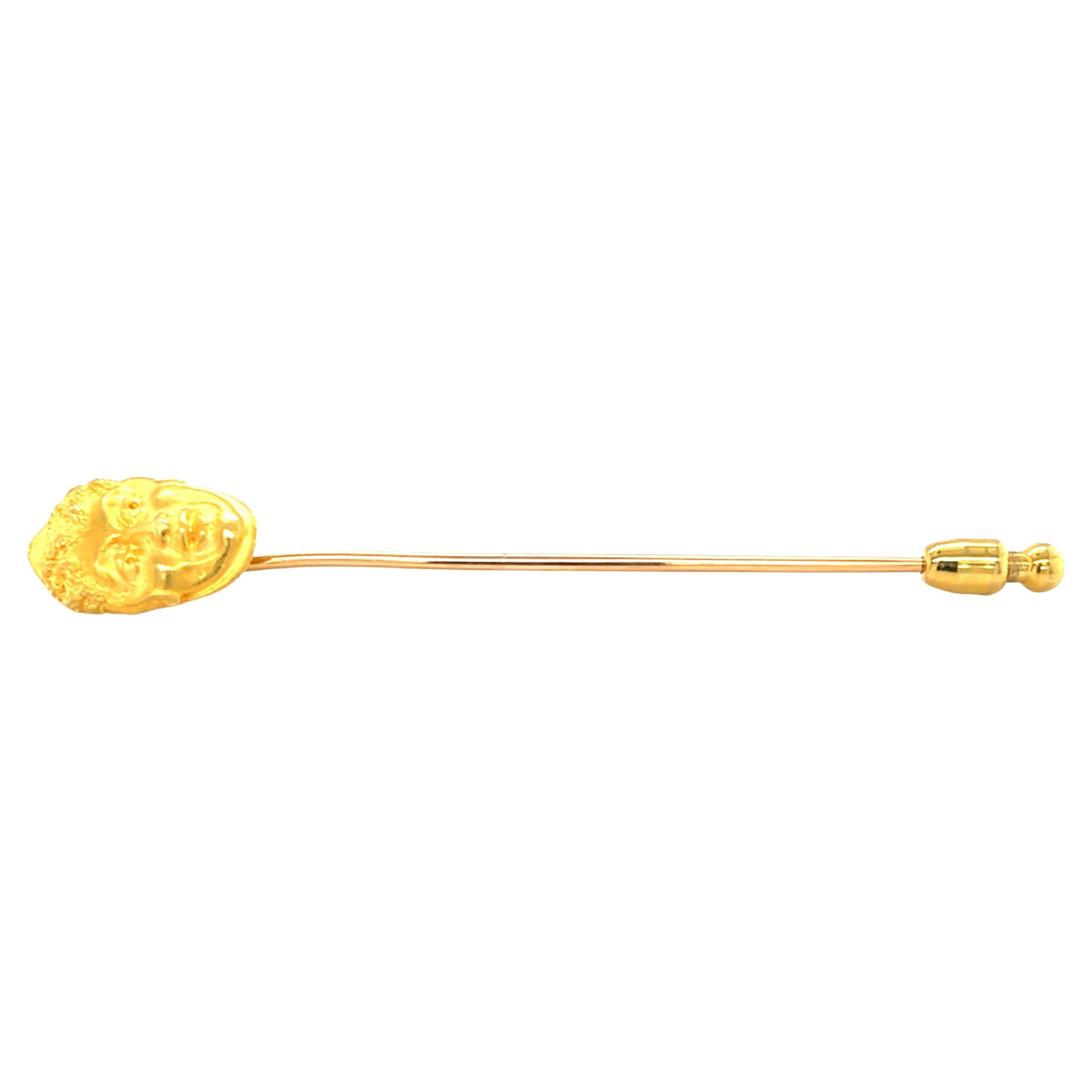 Antique French Art Nouveau 18K Yellow Gold Plisson et Hartz Stick Pin