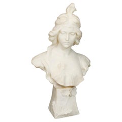 Used French Art Nouveau Alabaster Portrait Bust 19th C