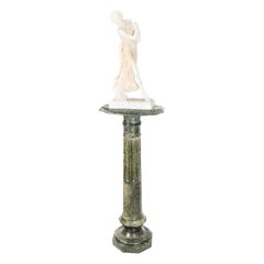 French Art Nouveau Alabaster Sculpture Dancing Lady on Pedestal, 19th Century
