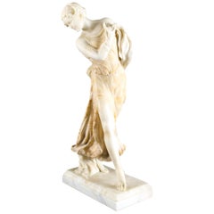 Antique French Art Nouveau Alabaster Sculpture of Dancing Lady 19th Century