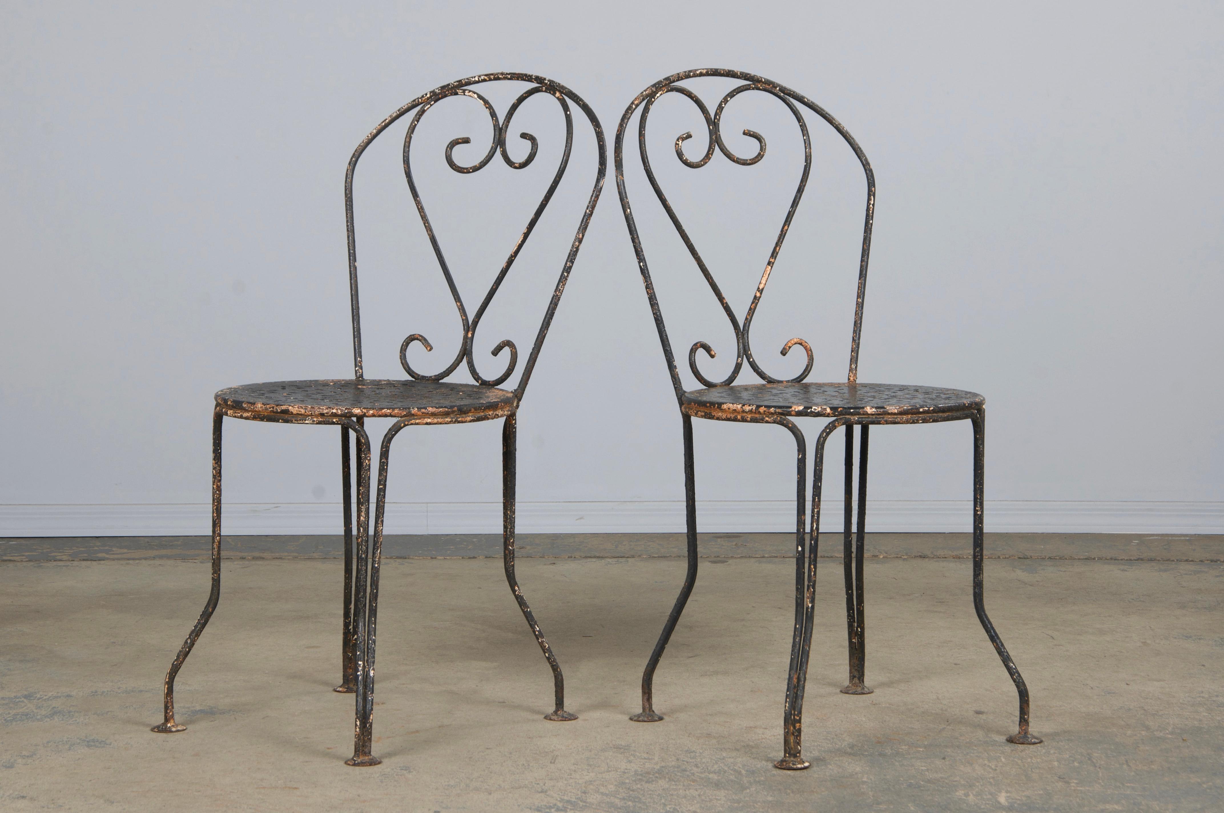 Antiquité française Art Nouveau Fer forgé peint noir Ensemble de jardin en vente 7