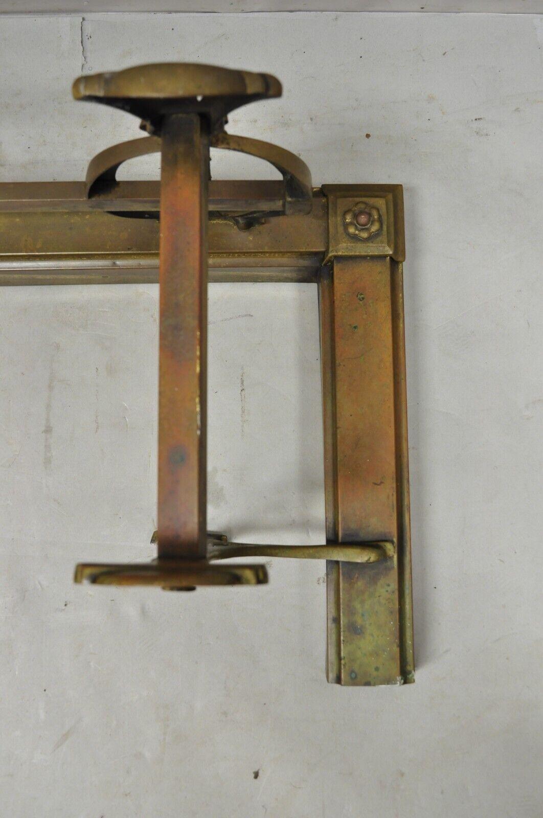 Antique French Art Nouveau Bow and Bellflower Brass Fireplace Fender 1