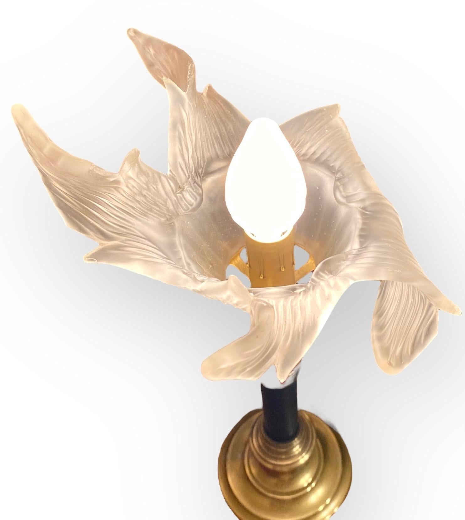Antique French Art Nouveau Brass Candlestick Lamp 10