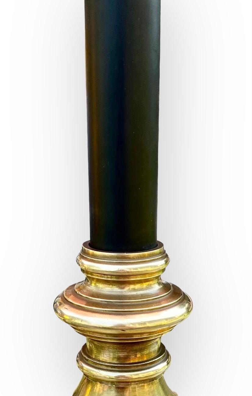 Antique French Art Nouveau Brass Candlestick Lamp In Good Condition In New Orleans, LA