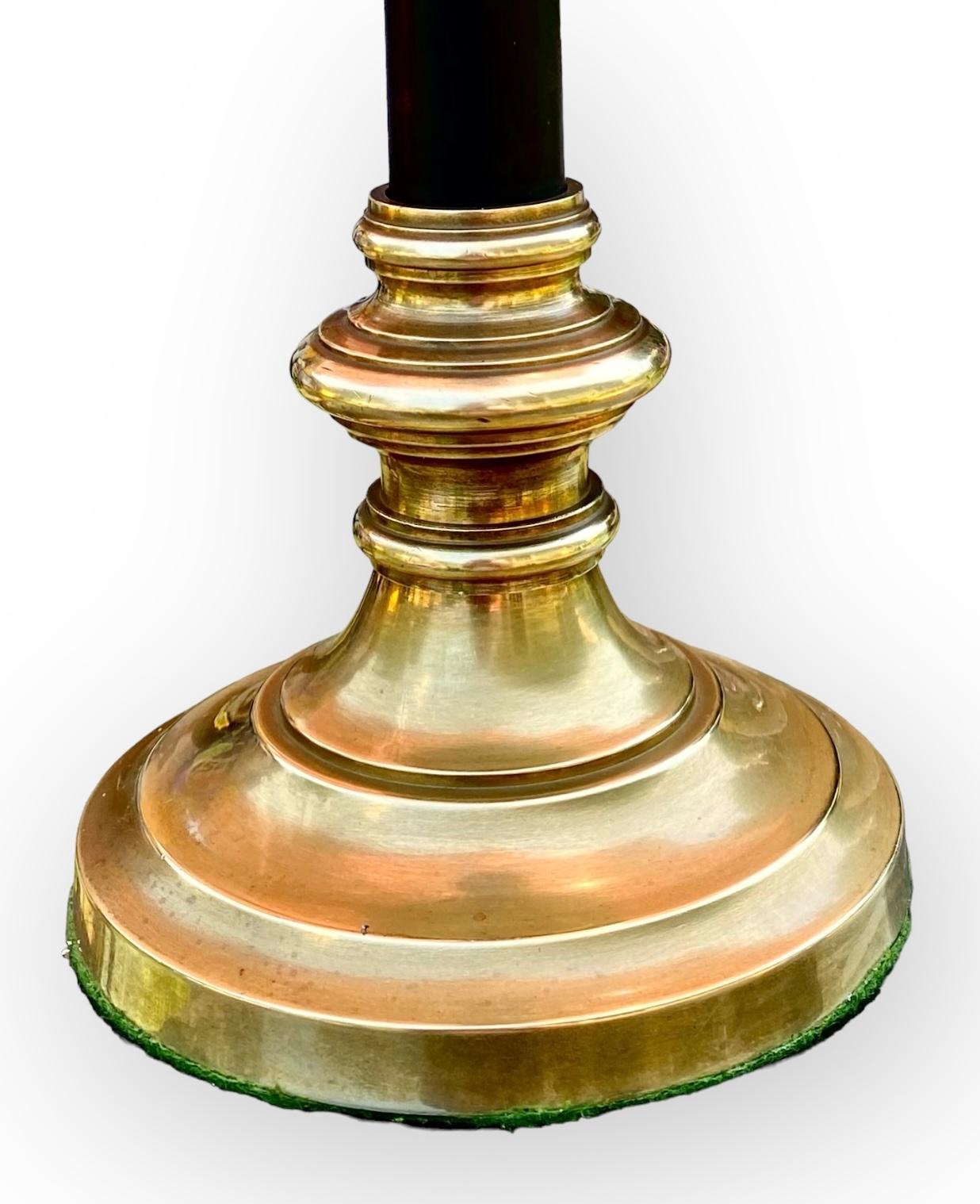 20th Century Antique French Art Nouveau Brass Candlestick Lamp