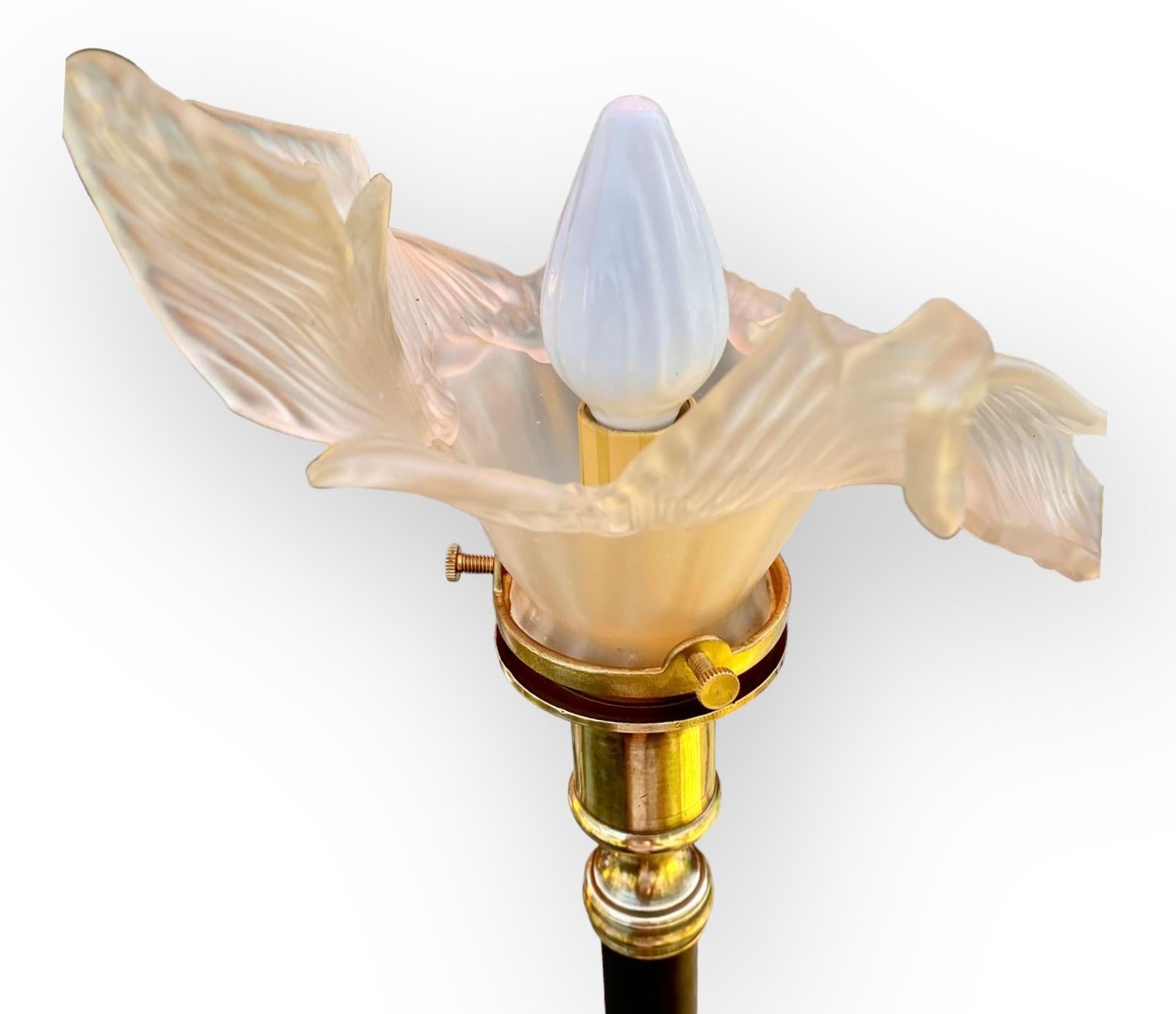Antique French Art Nouveau Brass Candlestick Lamp 2