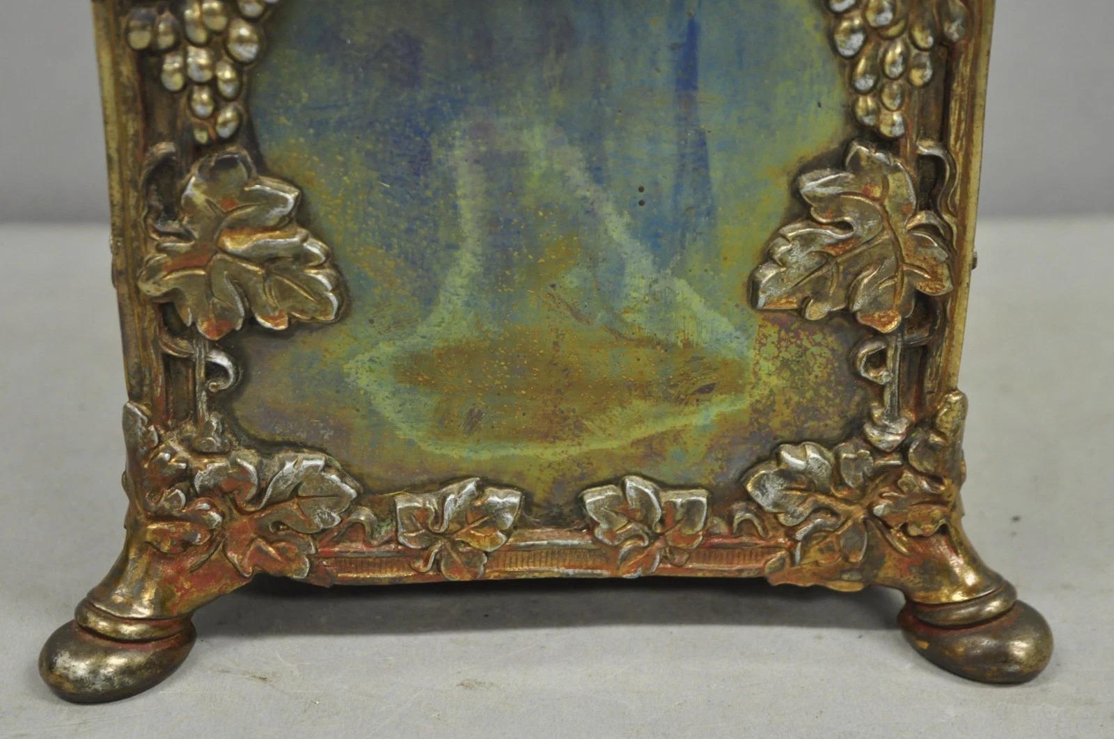 Antique French Art Nouveau Brass Maple Leaf Converted Oil Lamp Table Lamp For Sale 3