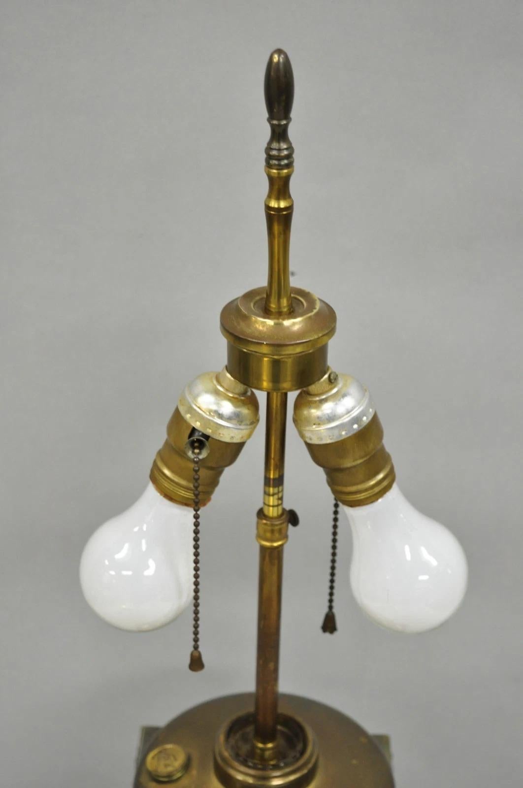 Antique French Art Nouveau Brass Maple Leaf Converted Oil Lamp Table Lamp For Sale 4