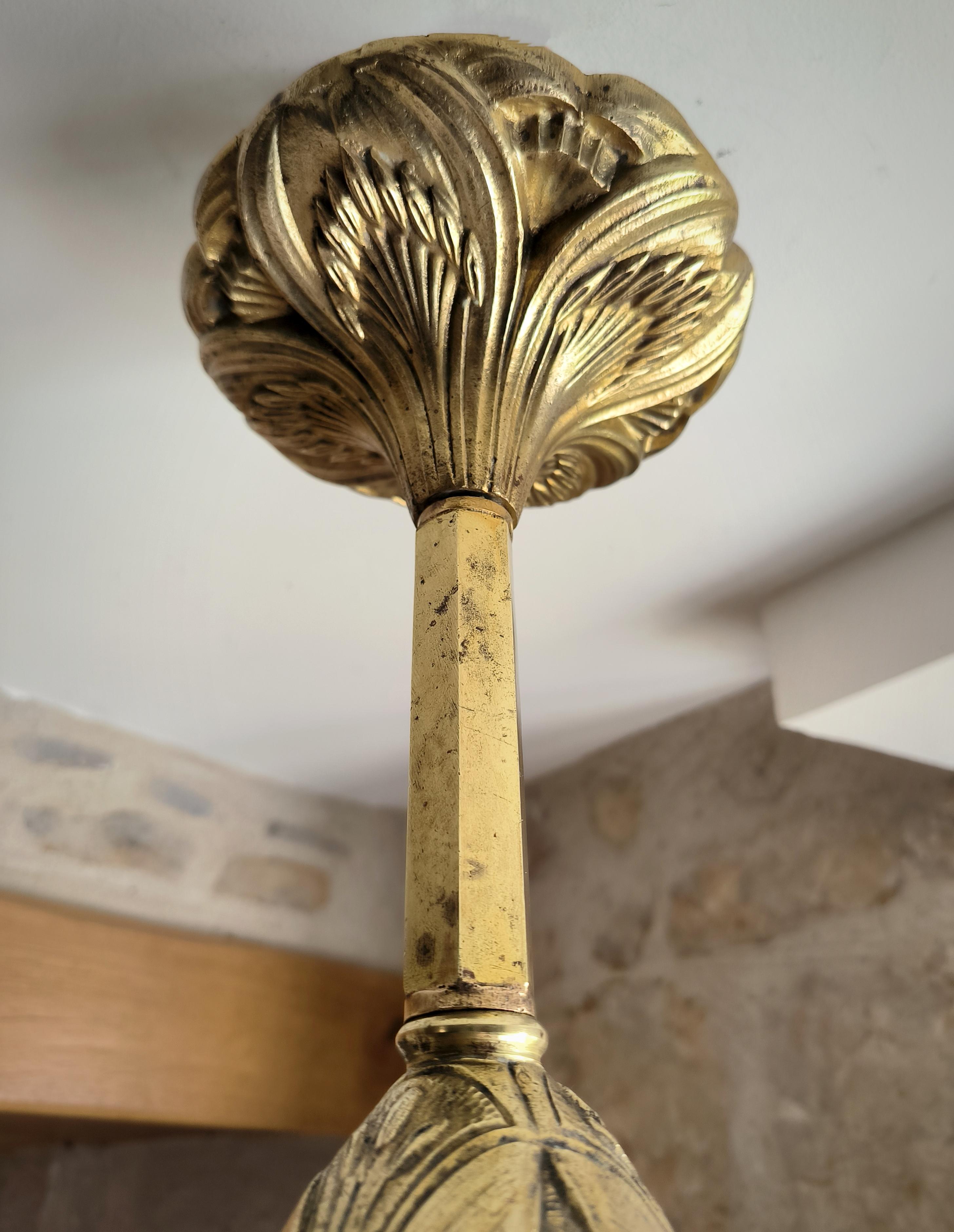 Rare, antique, French, Art Nouveau, bronze chandelier. Circa early 1900s For Sale 6