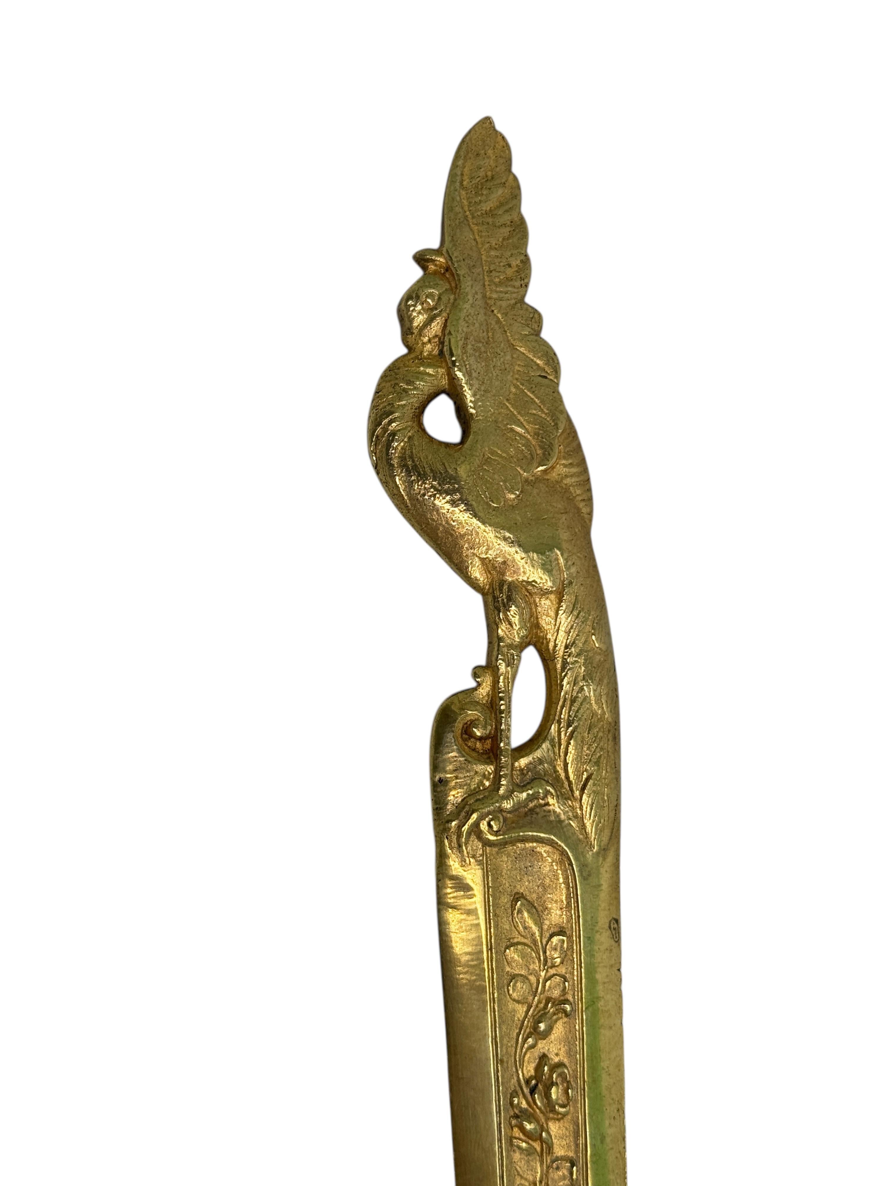 Antique French Art Nouveau Bronze Vogel & Rosen Brieföffner, 1900s oder älter (Belle Époque) im Angebot