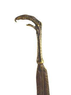 Antique French Art Nouveau Bronze Claw & Quill Letter Opener, 1920s