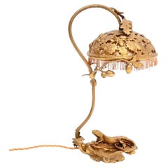 Antique French Art Nouveau Bronze Desk Lamp