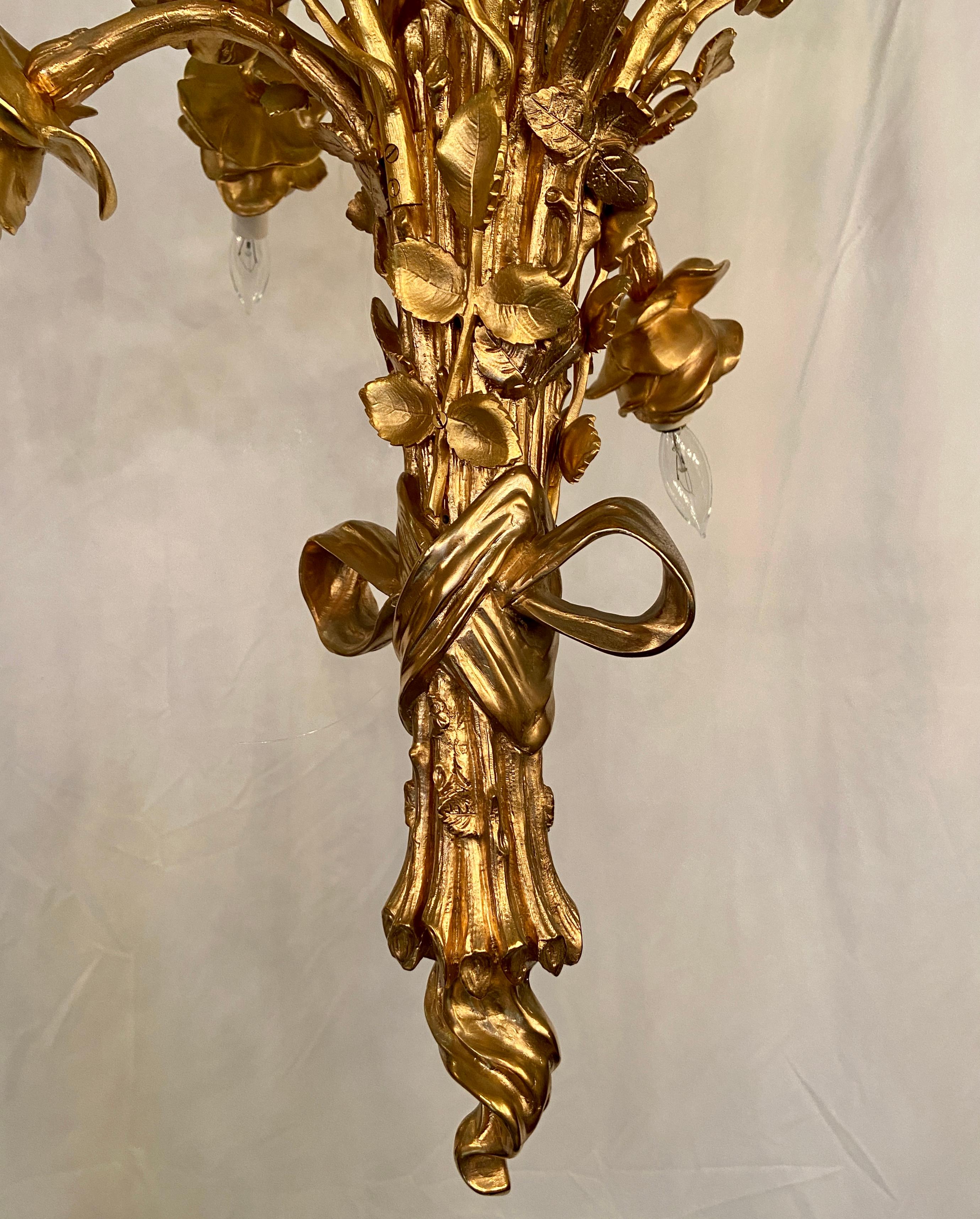 Français Lustre Art nouveau français ancien en bronze d'or, vers 1900-1910 en vente