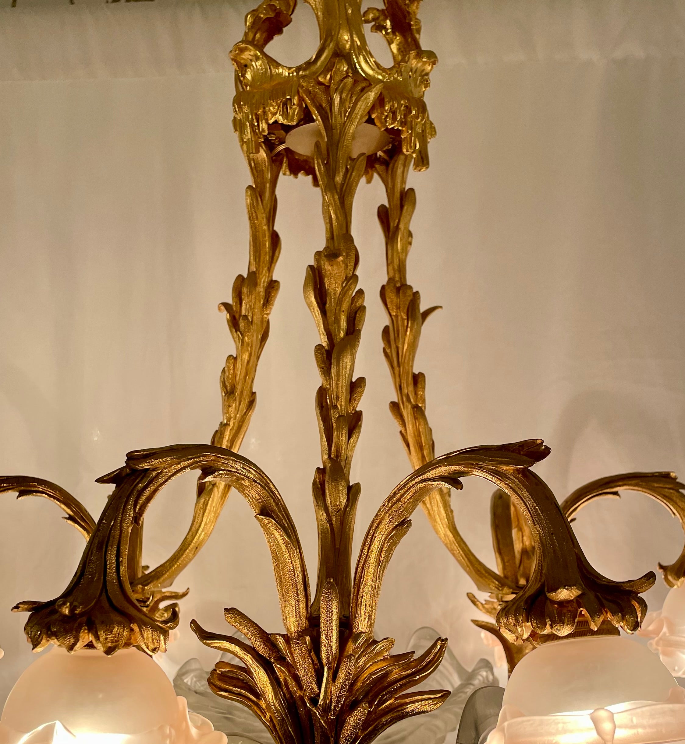 Lustre d'ore Art nouveau français ancien en bronze, vers 1910. Bon état - En vente à New Orleans, LA