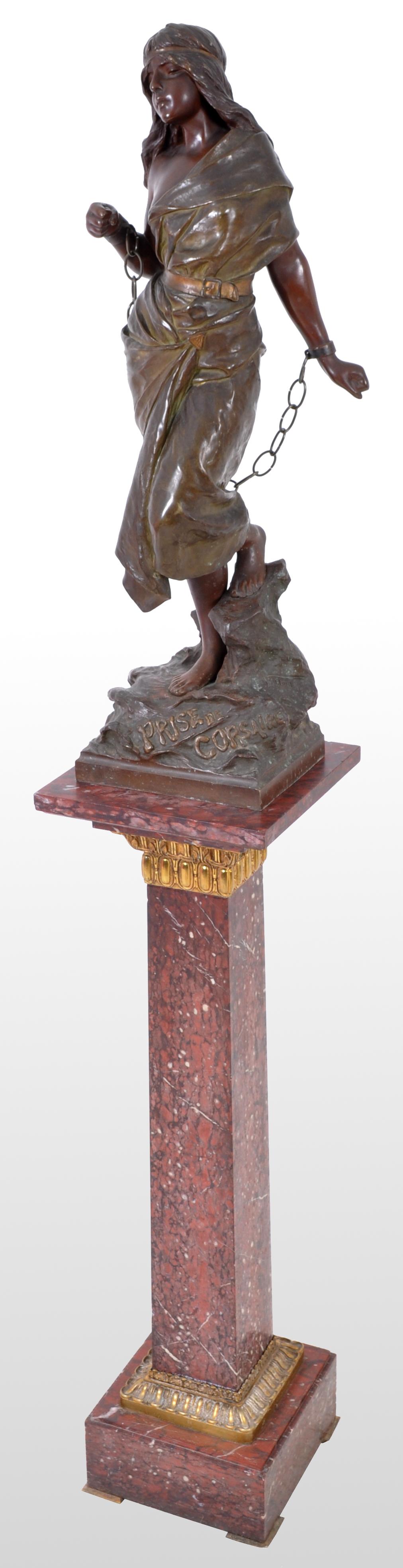 Antique French Art Nouveau bronze figure, 