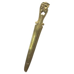 Antique French Art Nouveau Bronze Letter Opener, 1910s or earlier