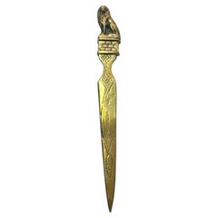 Antique French Art Nouveau Bronze Letter Opener with Lion