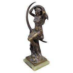 Antique French Art Nouveau Bronze Sculpture of a Woman Signed H. Lavasseur (RL)