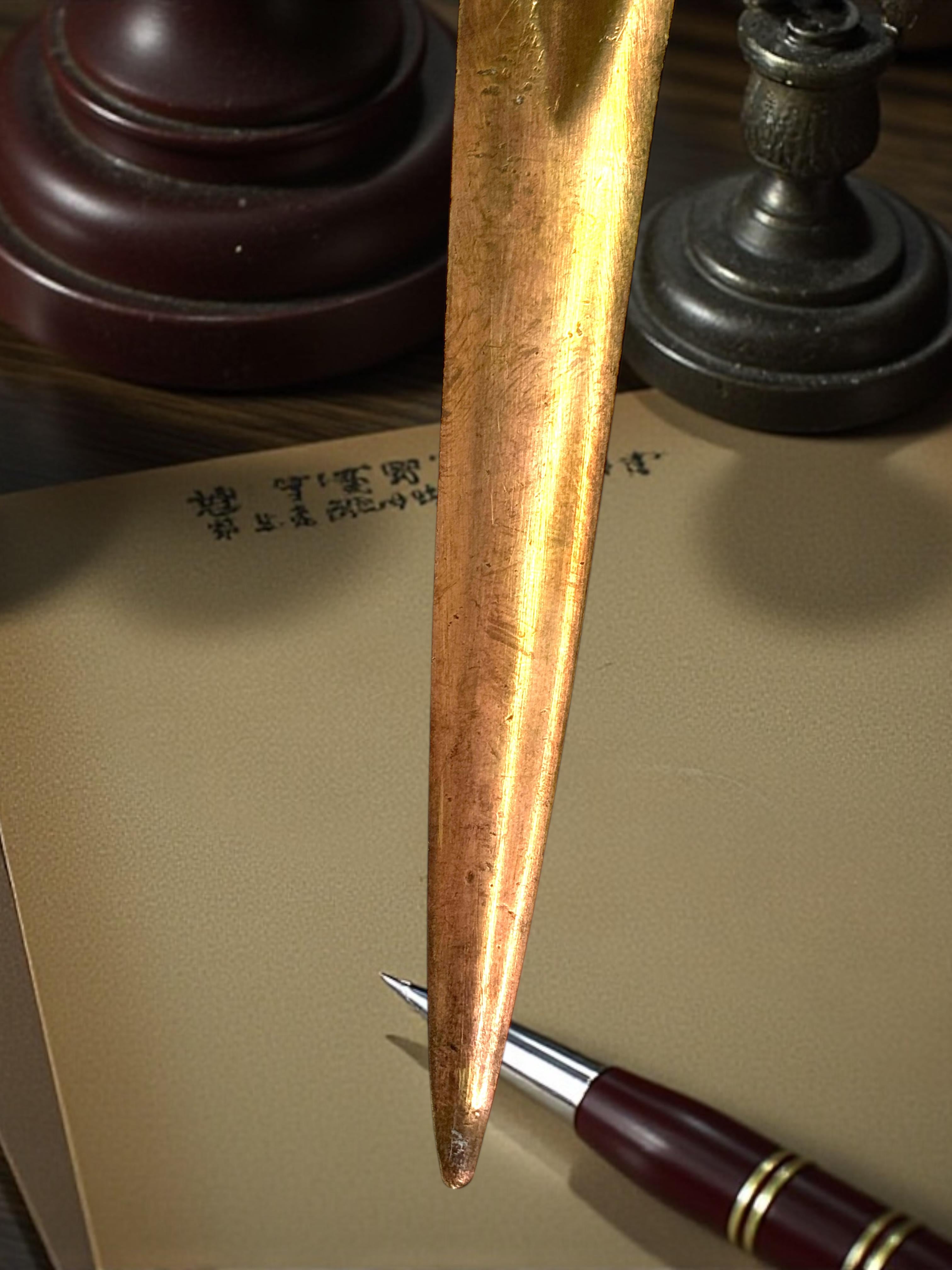 Antique French Art Nouveau Bronze Weizengarbe Brieföffner, 1910s oder älter im Angebot 3