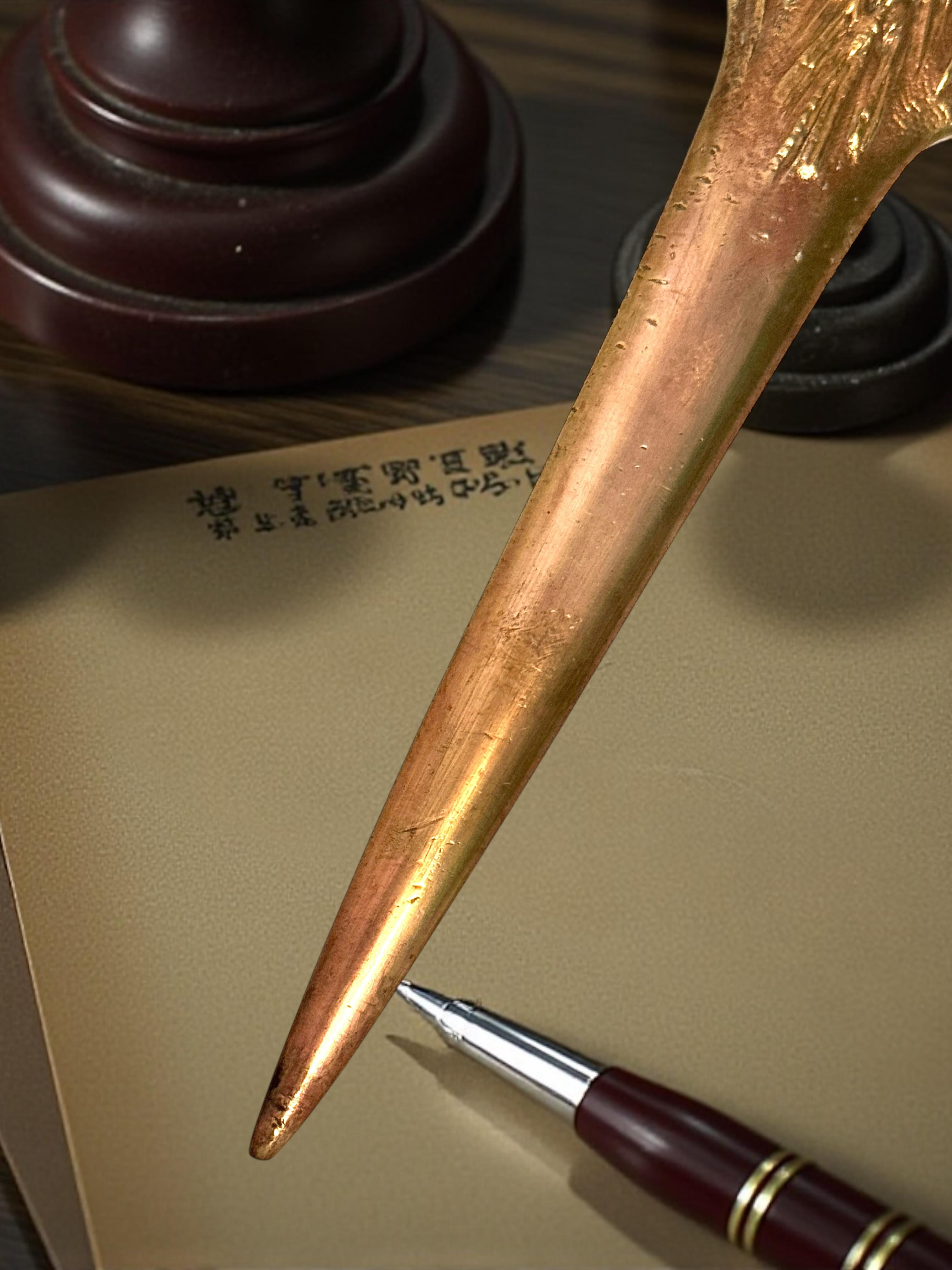 Antique French Art Nouveau Bronze Weizengarbe Brieföffner, 1910s oder älter im Angebot 5