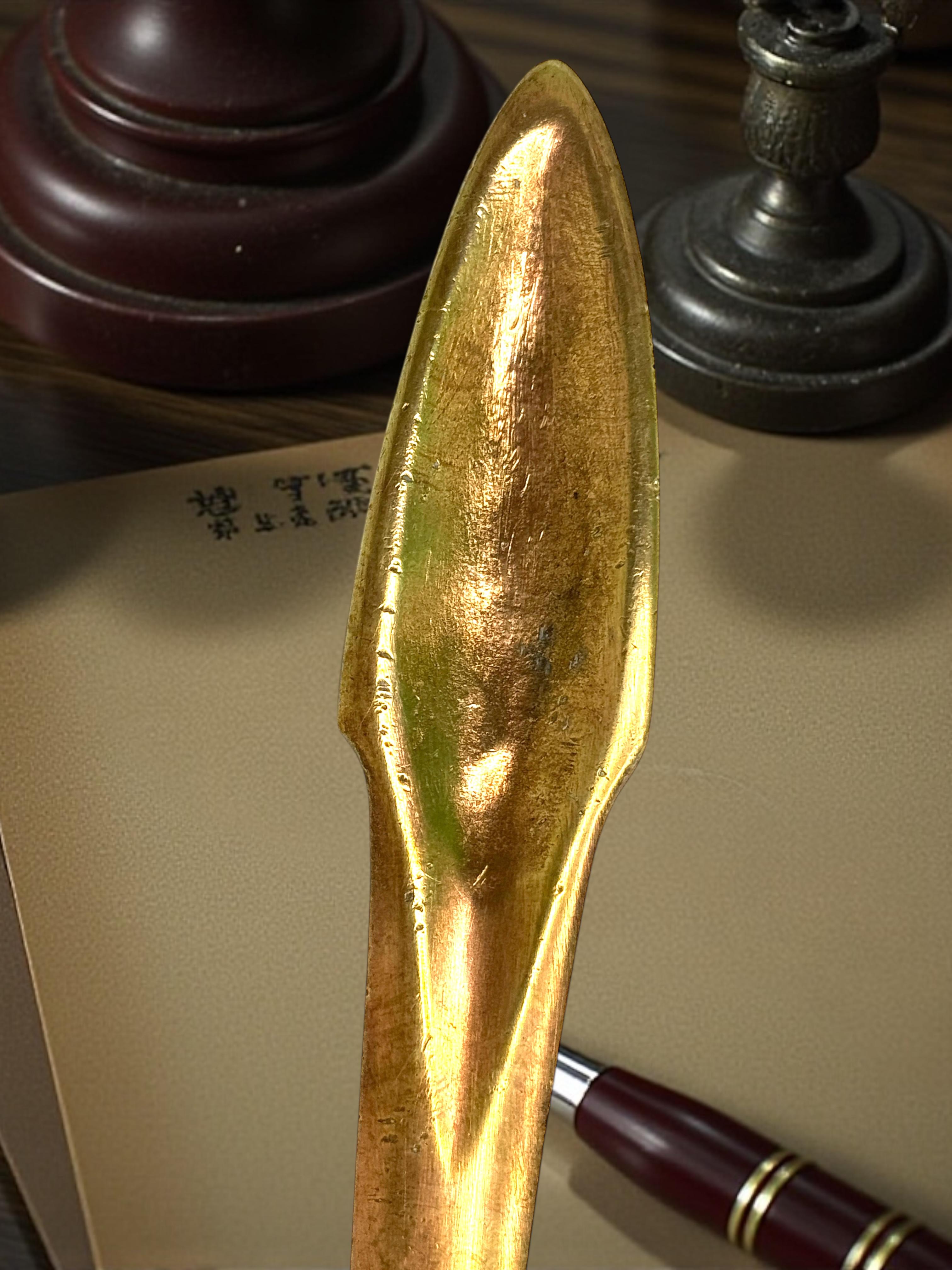 Antique French Art Nouveau Bronze Weizengarbe Brieföffner, 1910s oder älter im Angebot 6