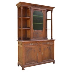Antique French Art Nouveau Buffet in Carved Chestnut Wood, circa 1900