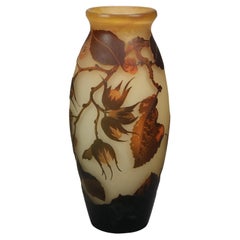 Antique French Art Nouveau Cameo Art Glass Vase by DeSale, circa 1930