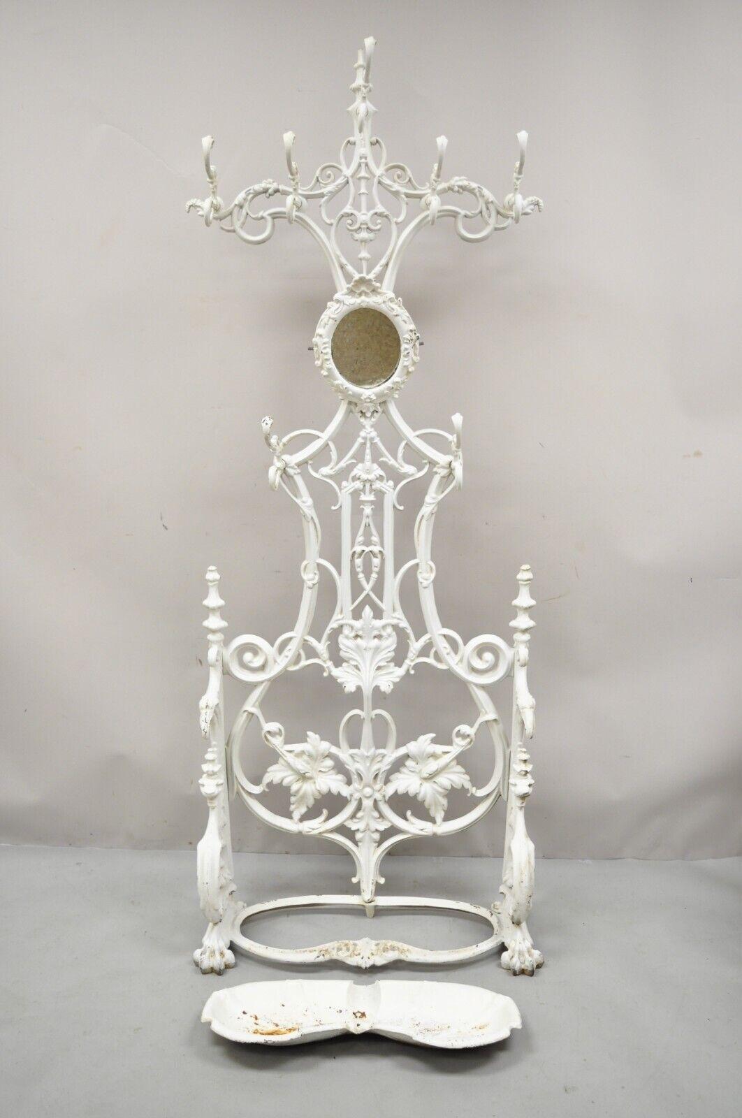 Antique French Art Nouveau Cast Iron Hall Tree Mirror Stand attr Alfred Corneau For Sale 8