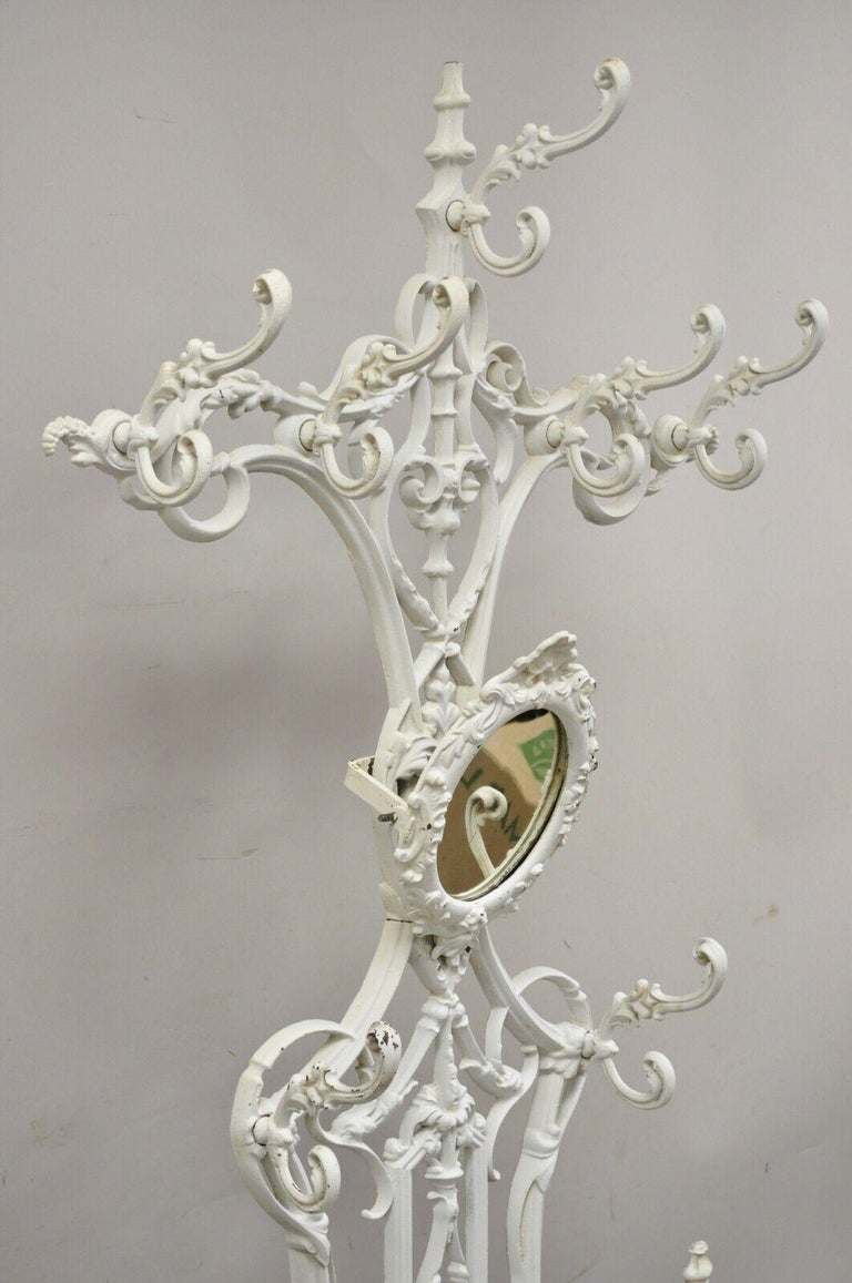 Antique French Art Nouveau Cast Iron Hall Tree Mirror Stand attr Alfred Corneau For Sale at 1stDibs