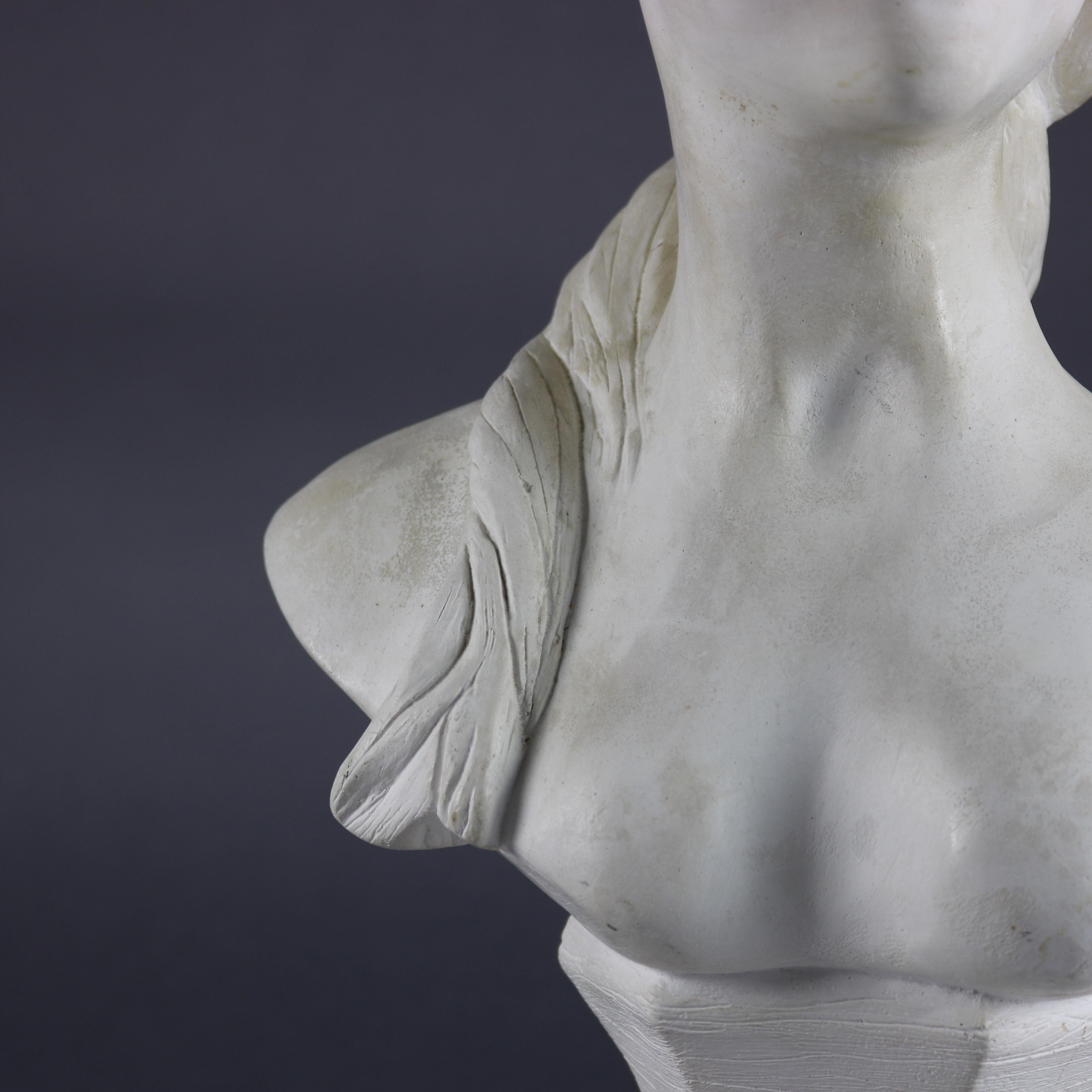 Antique French Art Nouveau Chalk Ware Portrait Sculpture Bust of Woman 1