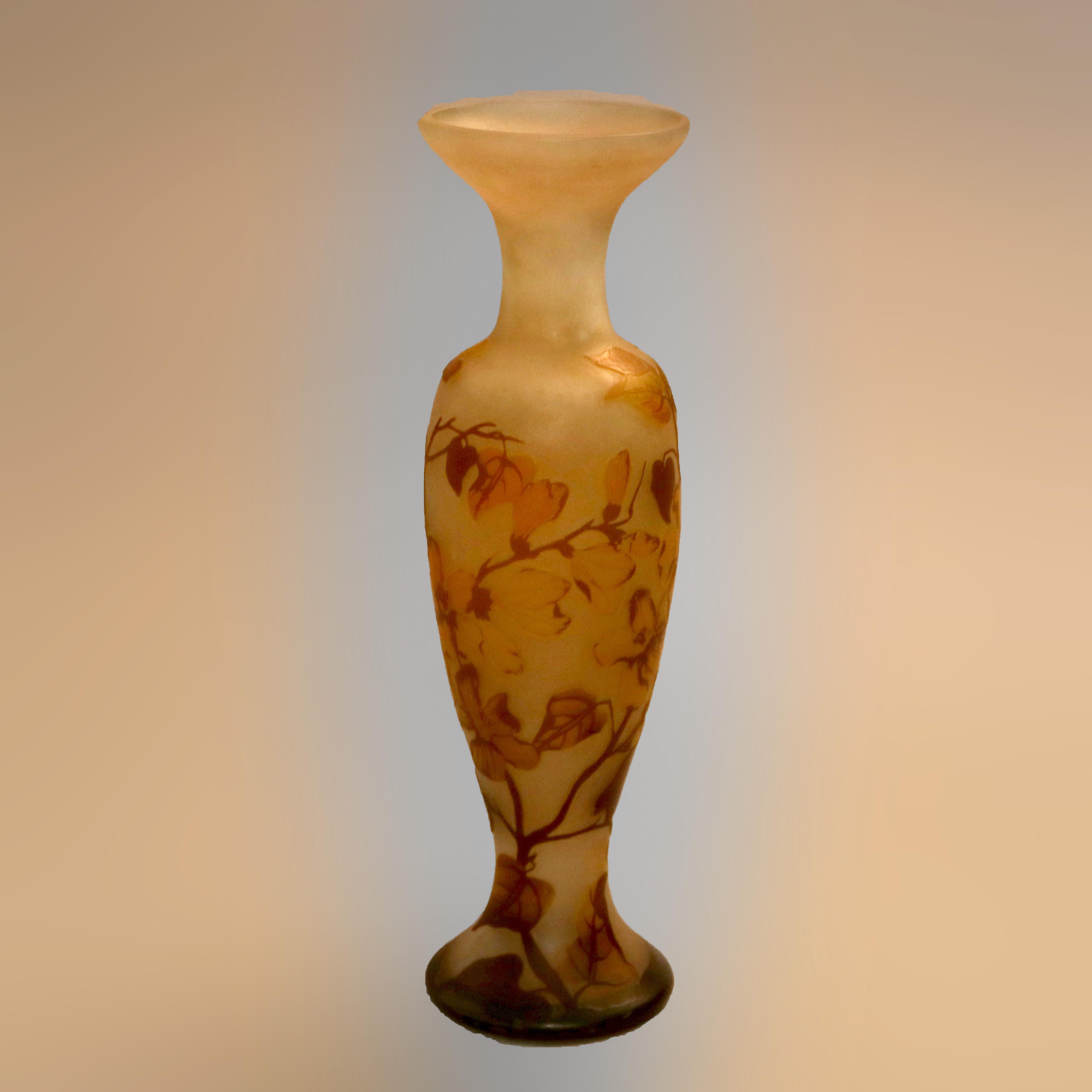 Antique French Art Nouveau Daum Nancy Cameo Cut Back Art Glass Vase, c1900 7