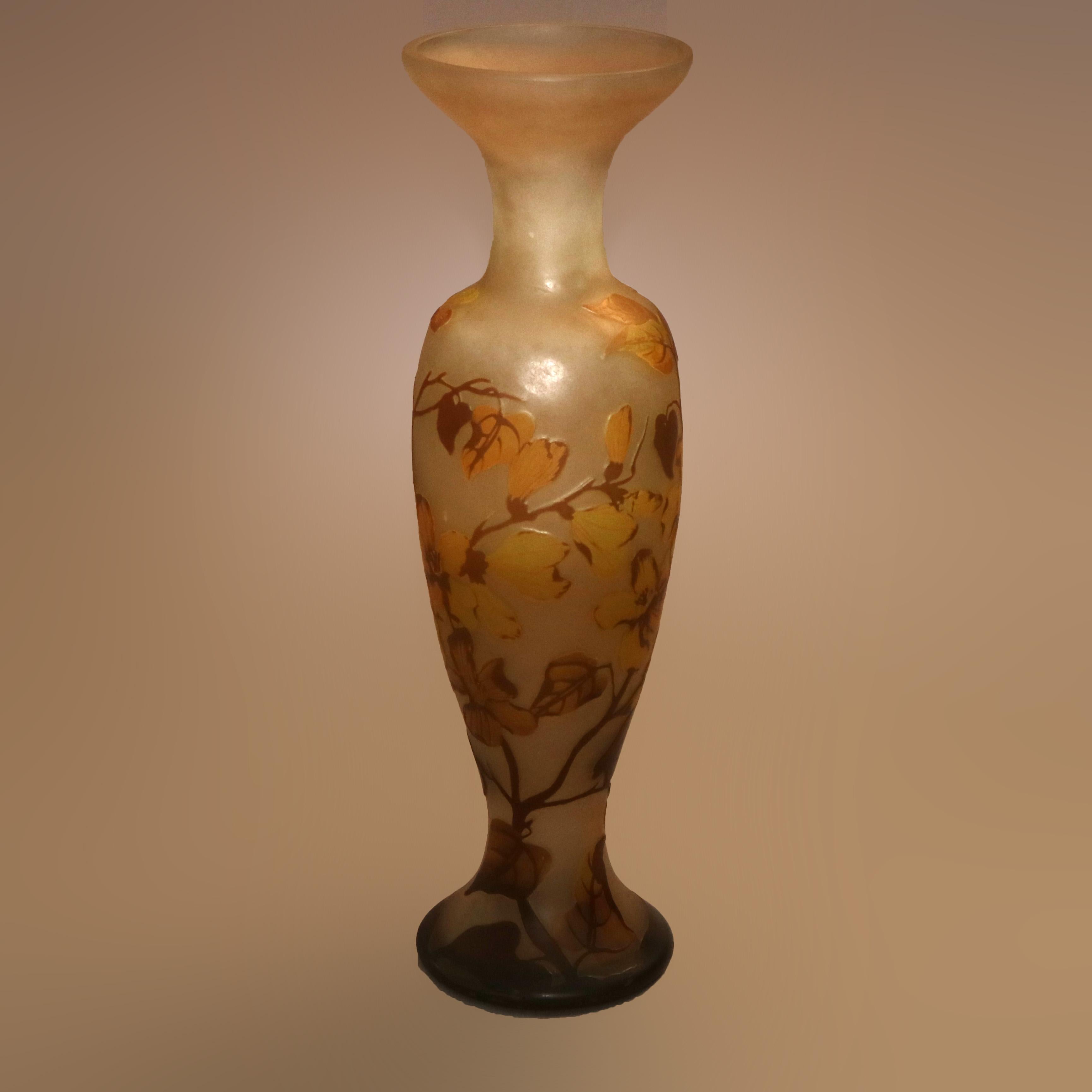 Antique French Art Nouveau Daum Nancy Cameo Cut Back Art Glass Vase, c1900 8