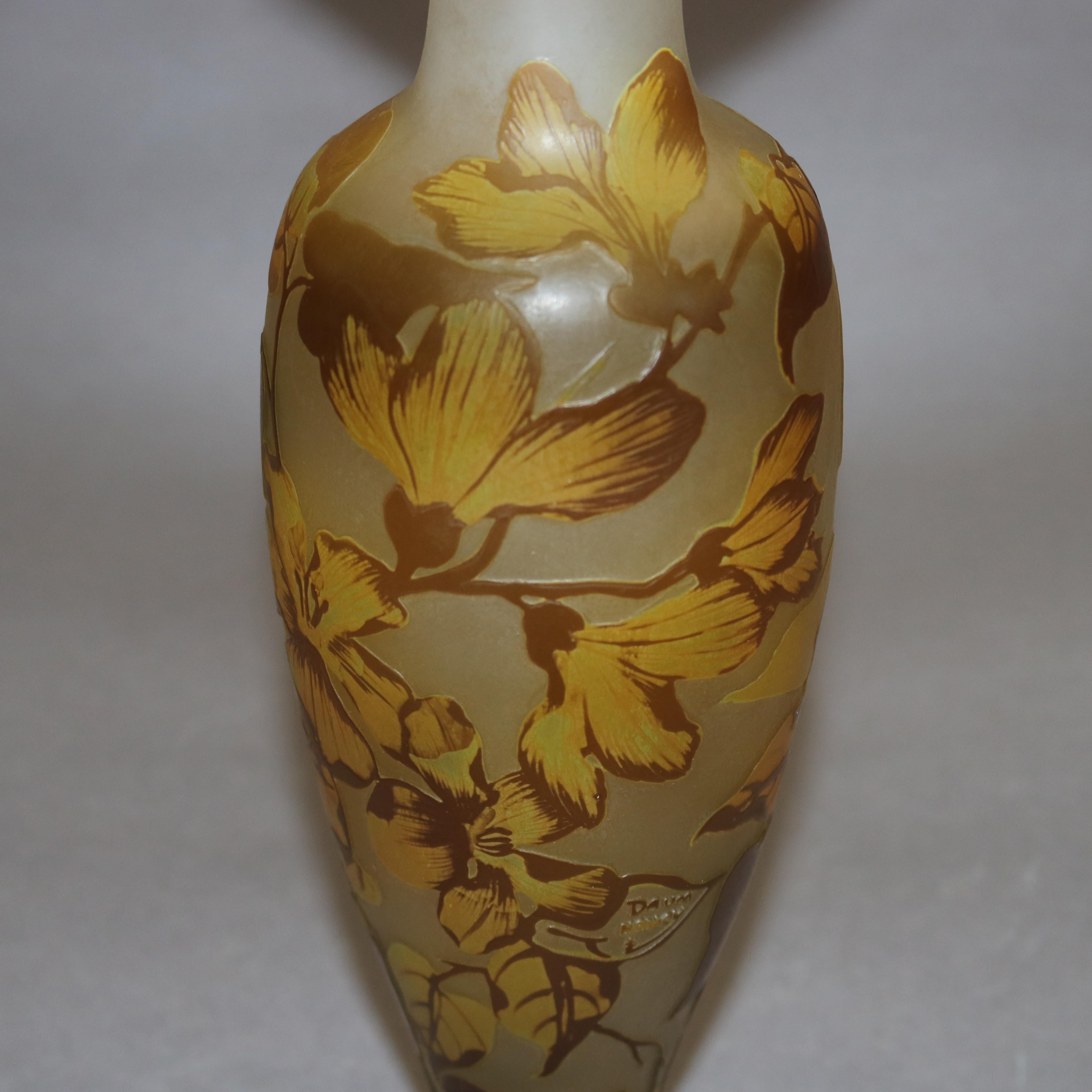 Antique French Art Nouveau Daum Nancy Cameo Cut Back Art Glass Vase, c1900 In Good Condition In Big Flats, NY