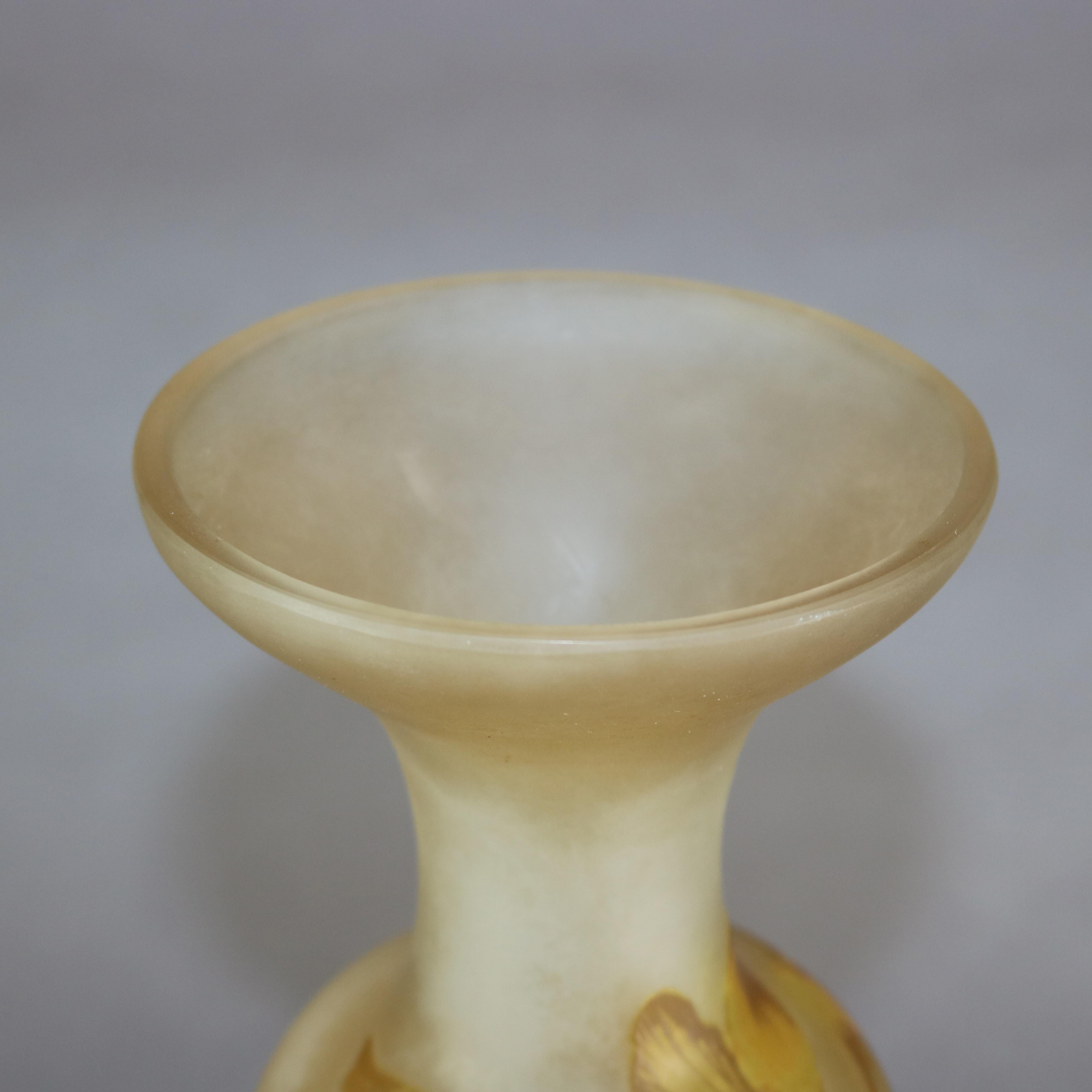 Antique French Art Nouveau Daum Nancy Cameo Cut Back Art Glass Vase, c1900 1