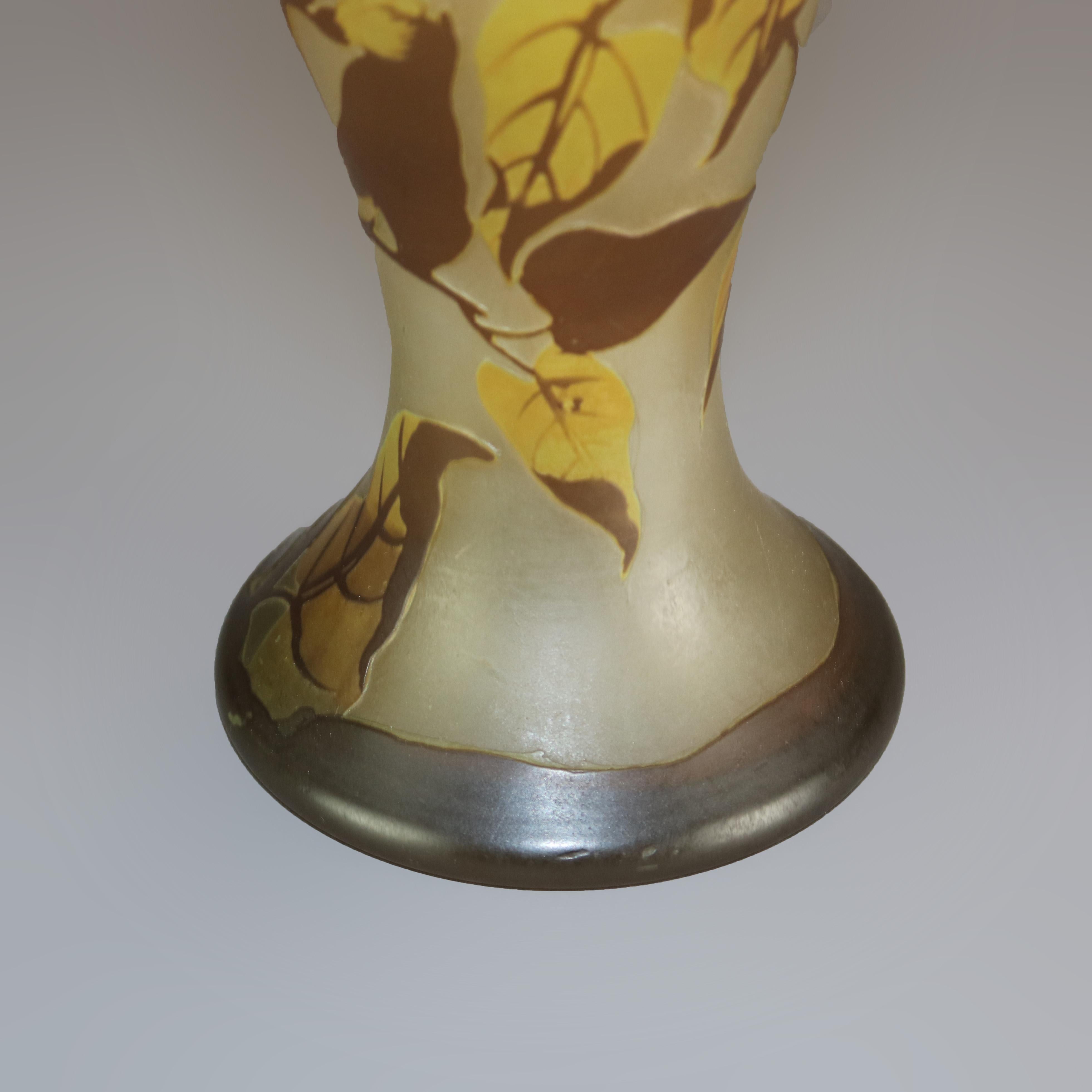 Antique French Art Nouveau Daum Nancy Cameo Cut Back Art Glass Vase, c1900 2
