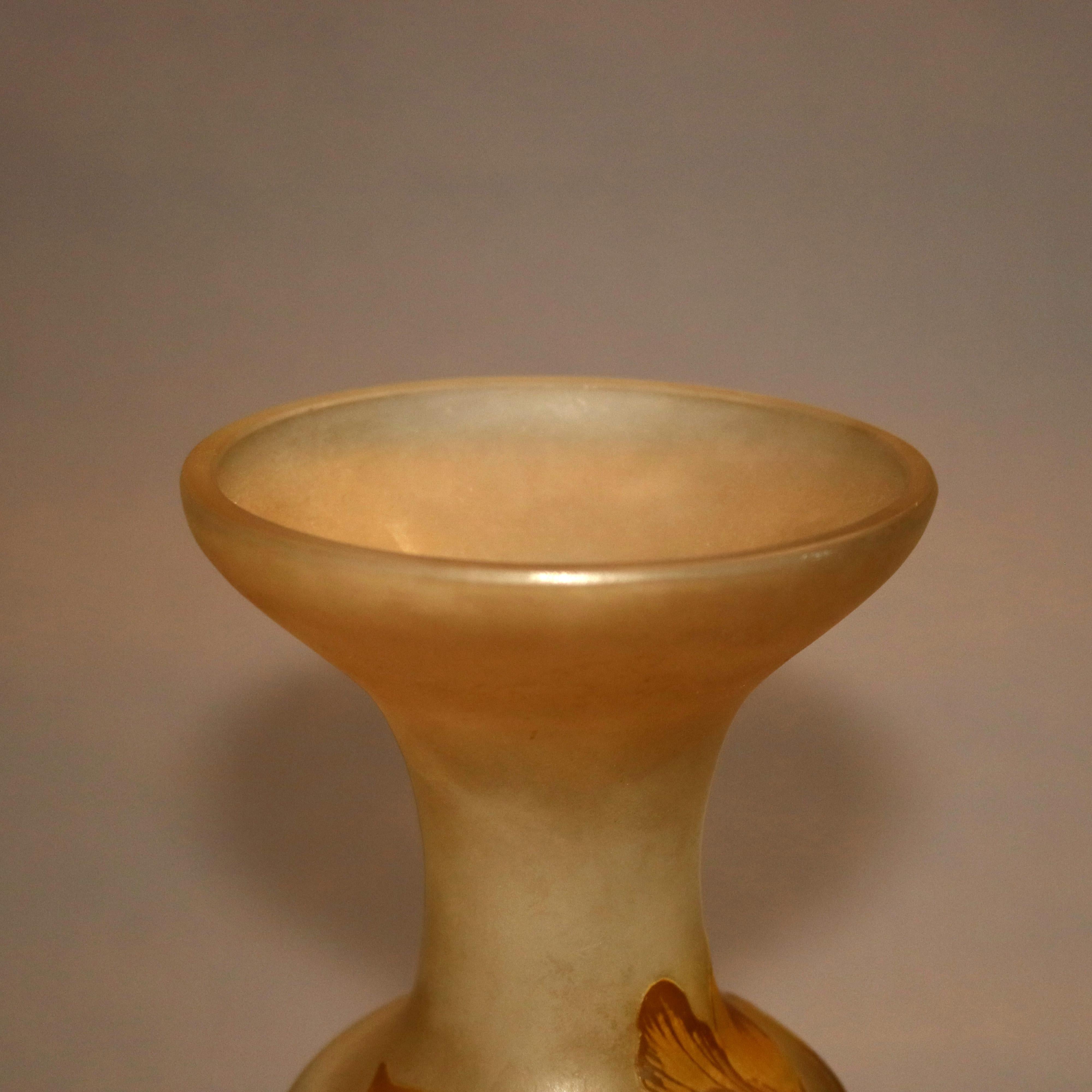 Antique French Art Nouveau Daum Nancy Cameo Cut Back Art Glass Vase, c1900 5