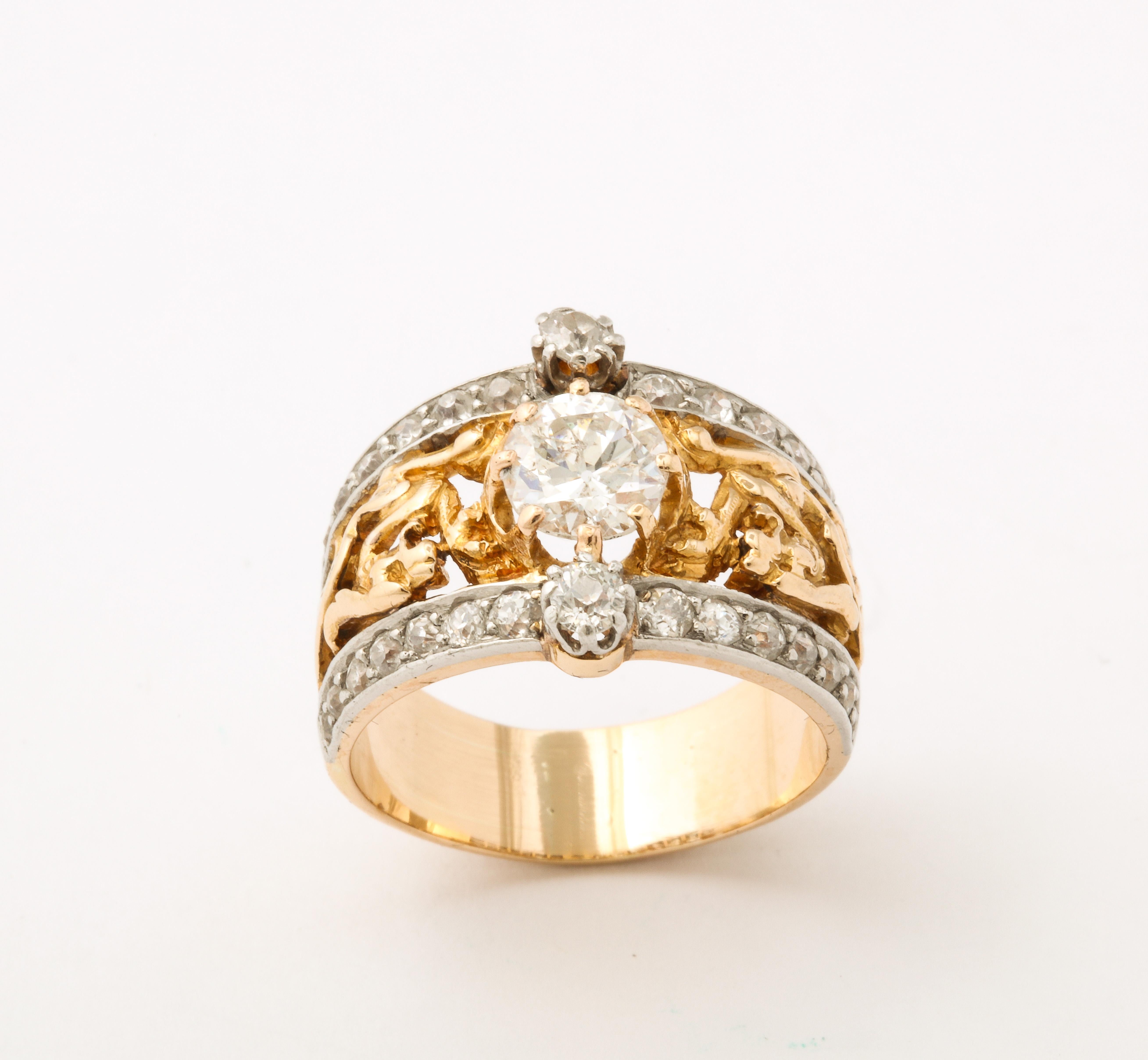Antiker französischer Jugendstil-Diamantring  (Art nouveau) im Angebot