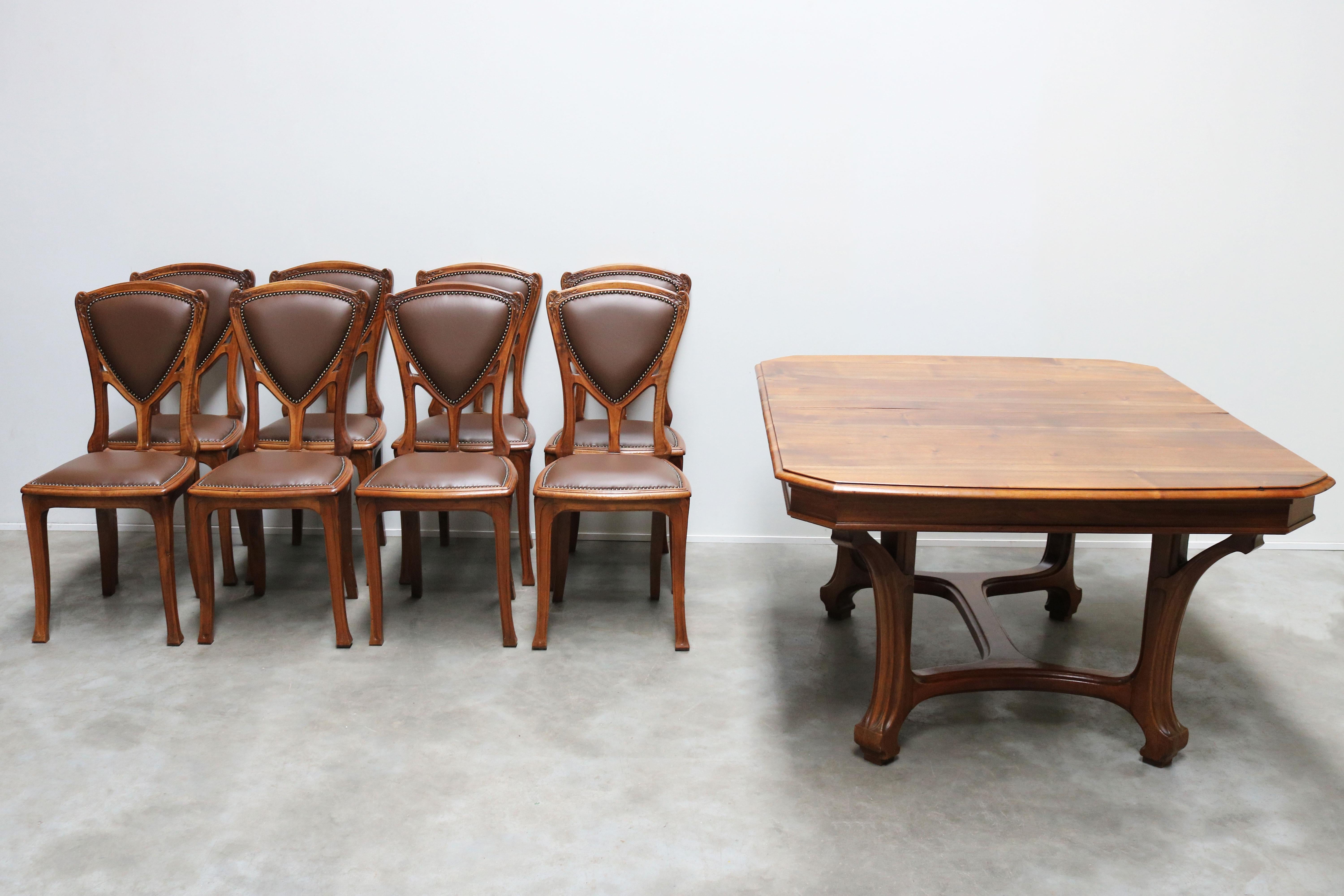 Ensemble de salle à manger Art nouveau français ancien par Eugène Vallin 1903 - Chaises de table en vente 3