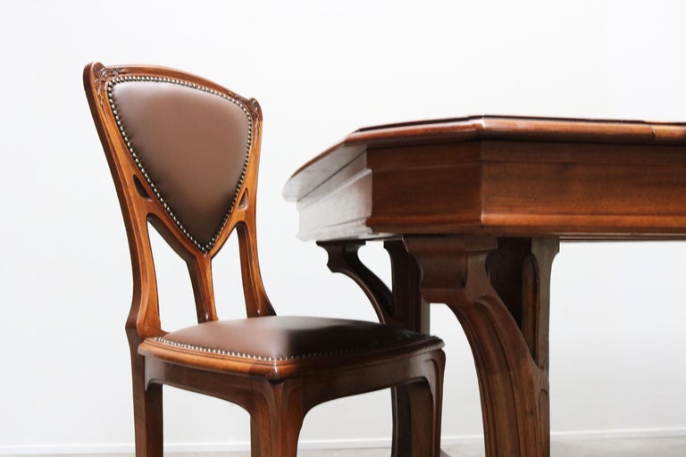 Antique French Art Nouveau Dining Room Set by Eugène Vallin 1903 Table