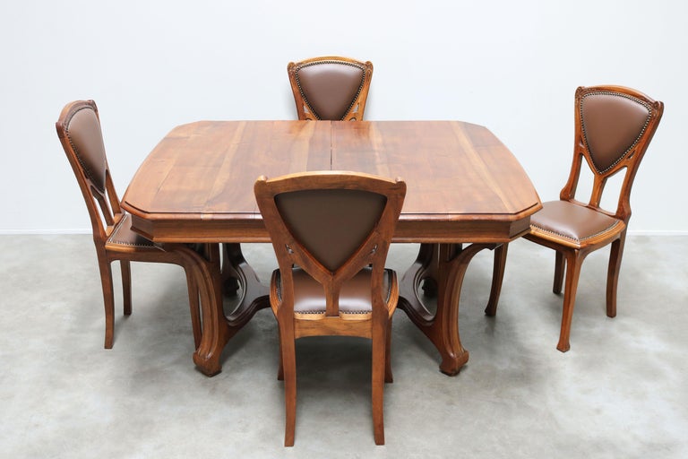 Antique French Art Nouveau Dining Room Set by Eugène Vallin 1903 Table