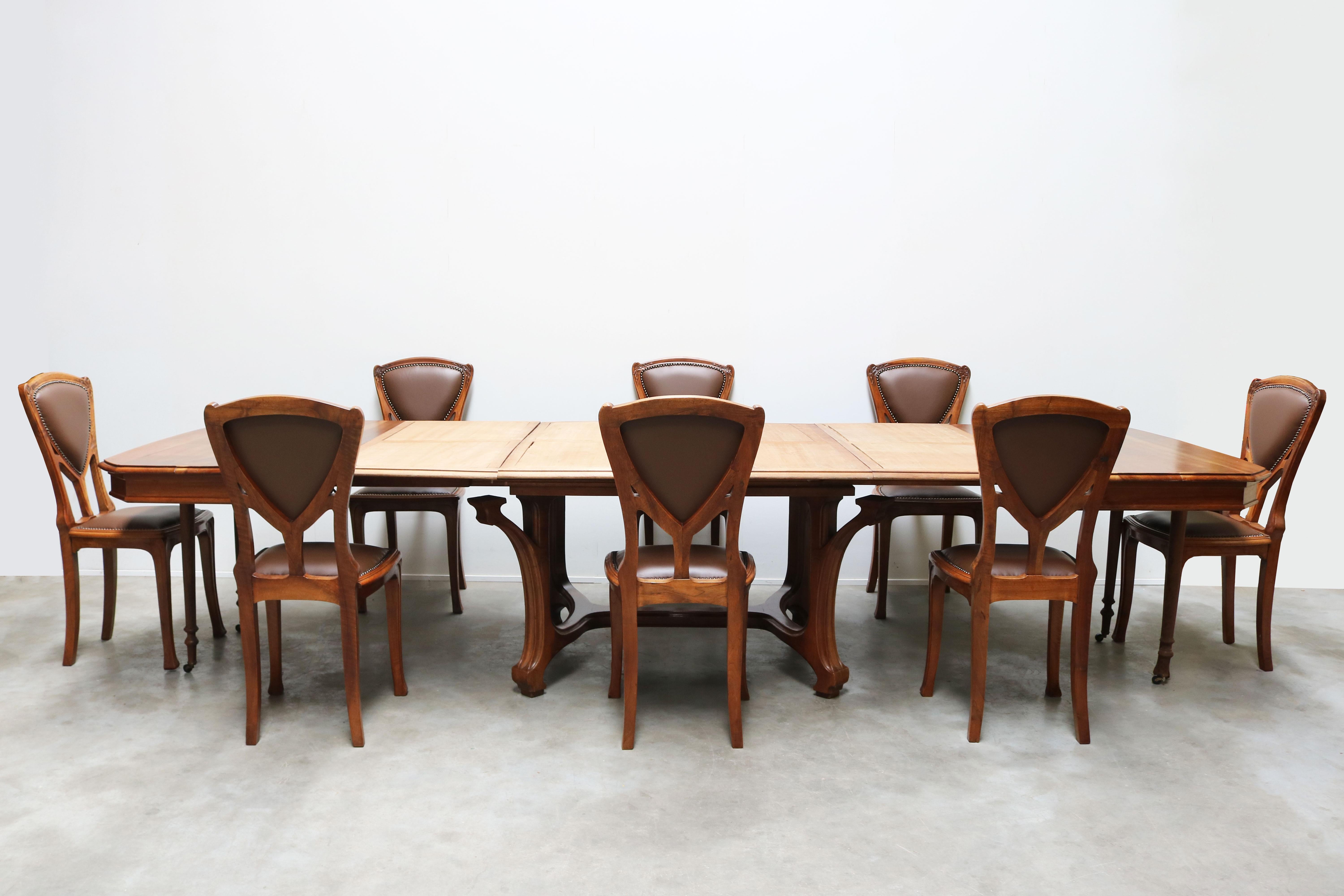 Ensemble de salle à manger Art nouveau français ancien par Eugène Vallin 1903 - Chaises de table en vente 10