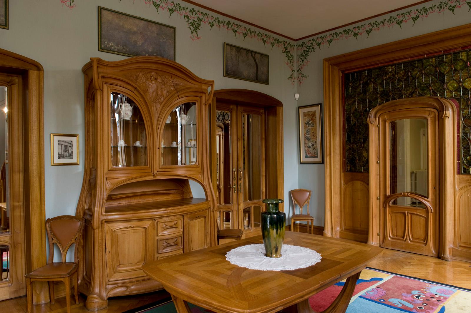Ensemble de salle à manger Art nouveau français ancien par Eugène Vallin 1903 - Chaises de table en vente 12