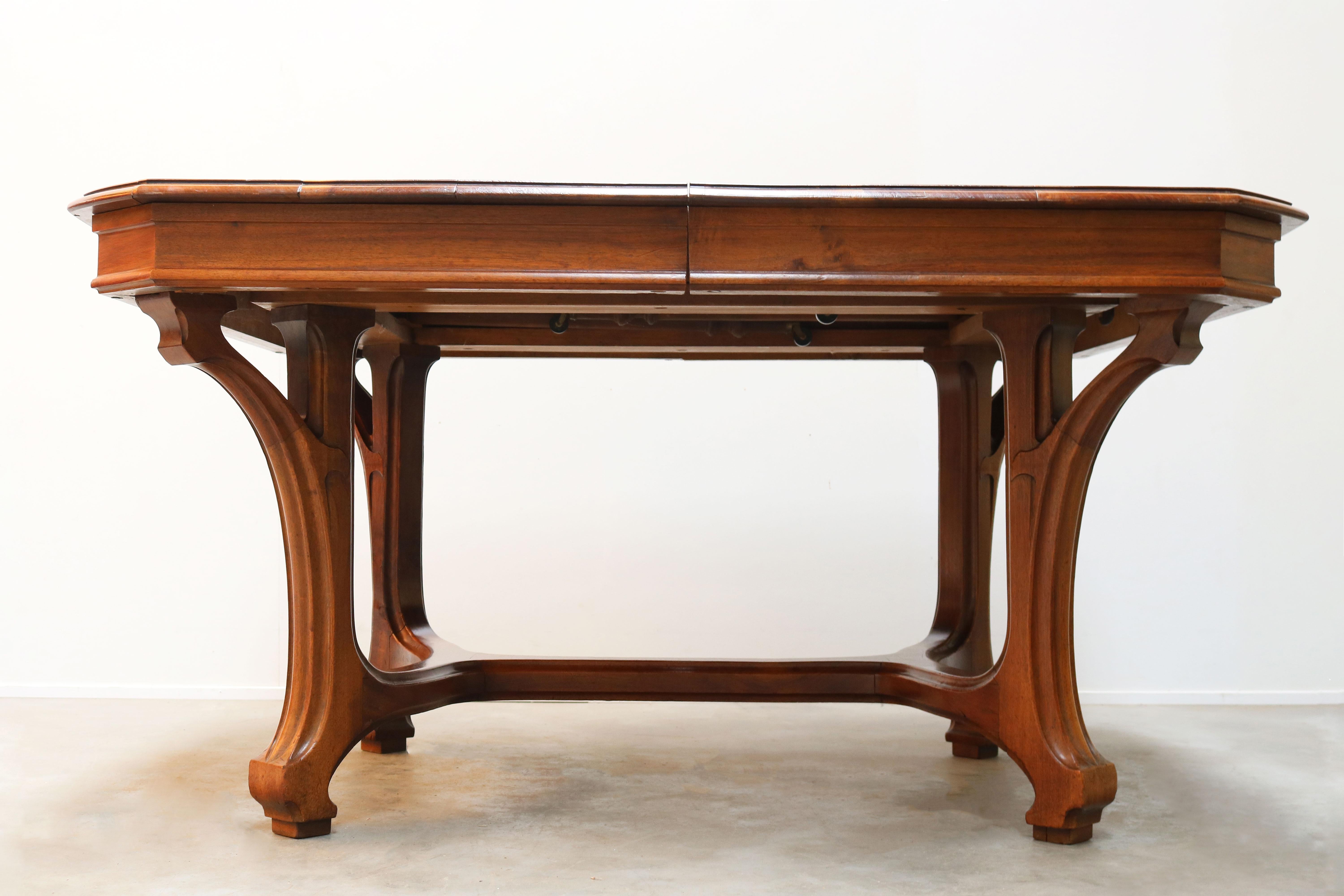 Inizio XX secolo Antique French Art Nouveau Dining Room Set by Eugène Vallin 1903 Tavolo Sedie in vendita