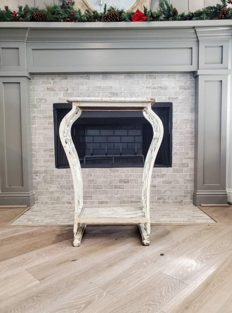 Iron Antique French Art Nouveau Distressed Accent Table