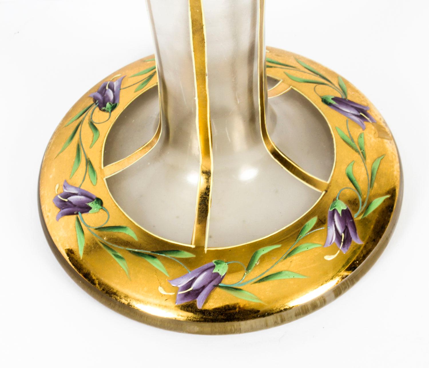 Antique French Art Nouveau Enameled Glass Vase, 19th Century 3